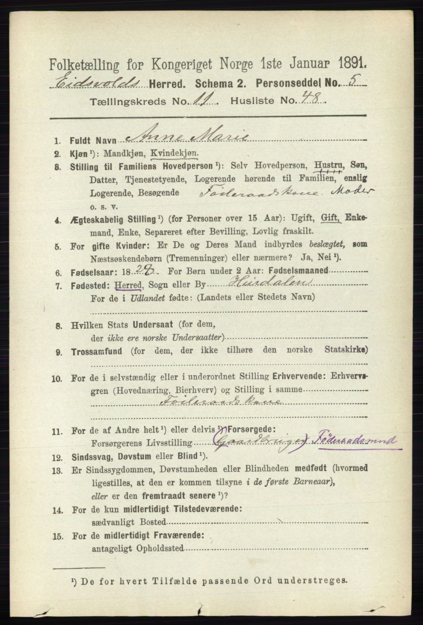 RA, 1891 census for 0237 Eidsvoll, 1891, p. 8004