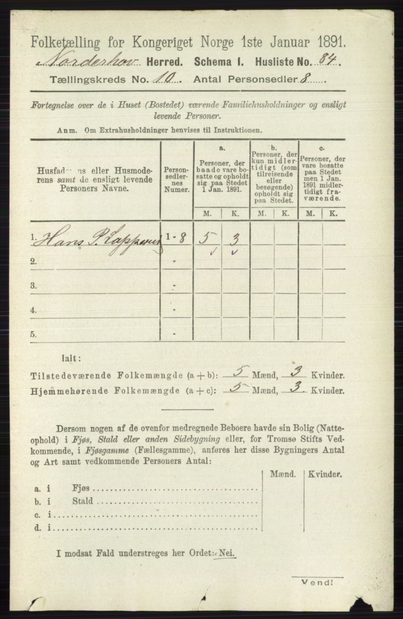 RA, 1891 census for 0613 Norderhov, 1891, p. 7508