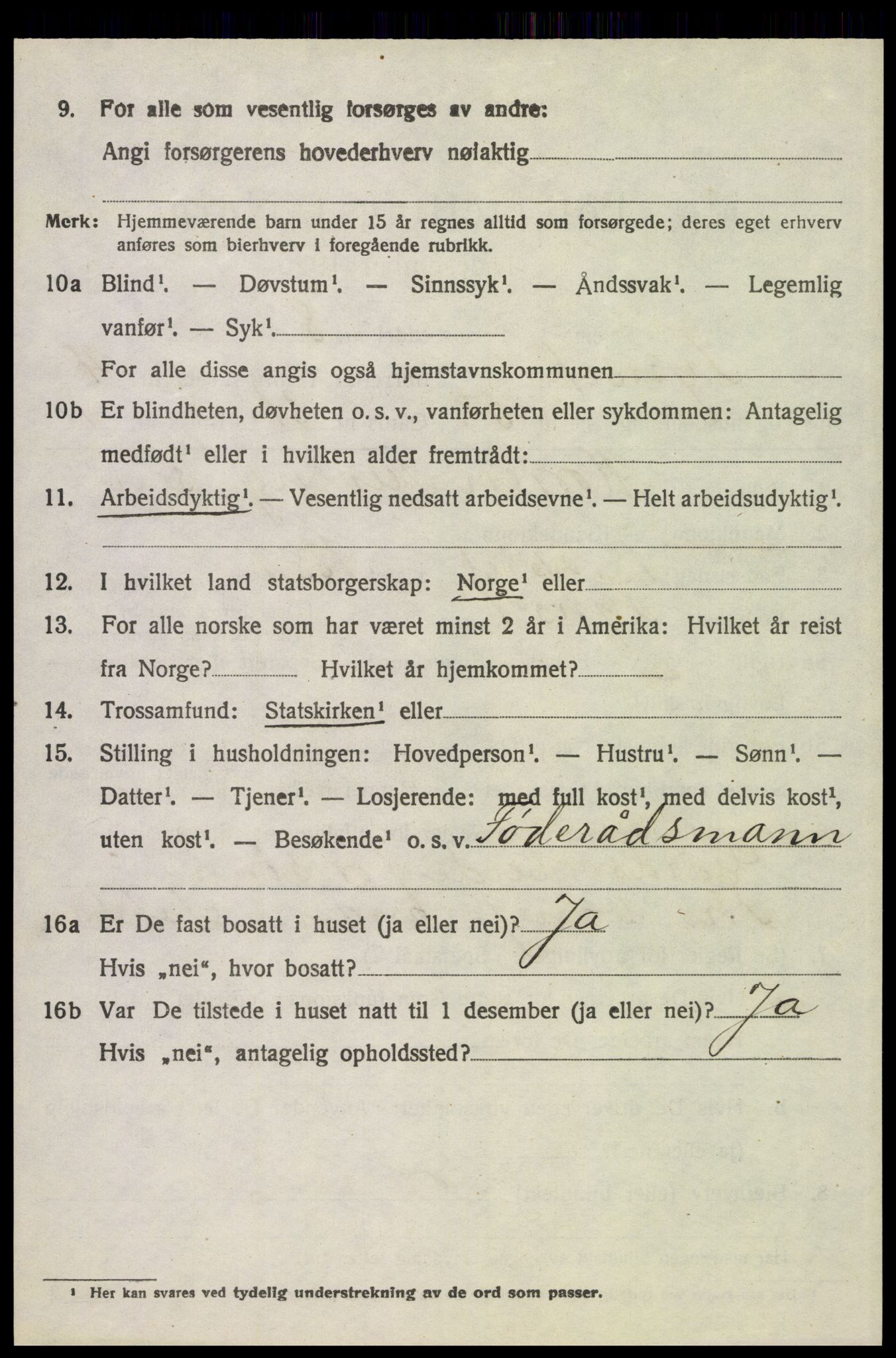 SAH, 1920 census for Tynset, 1920, p. 3947