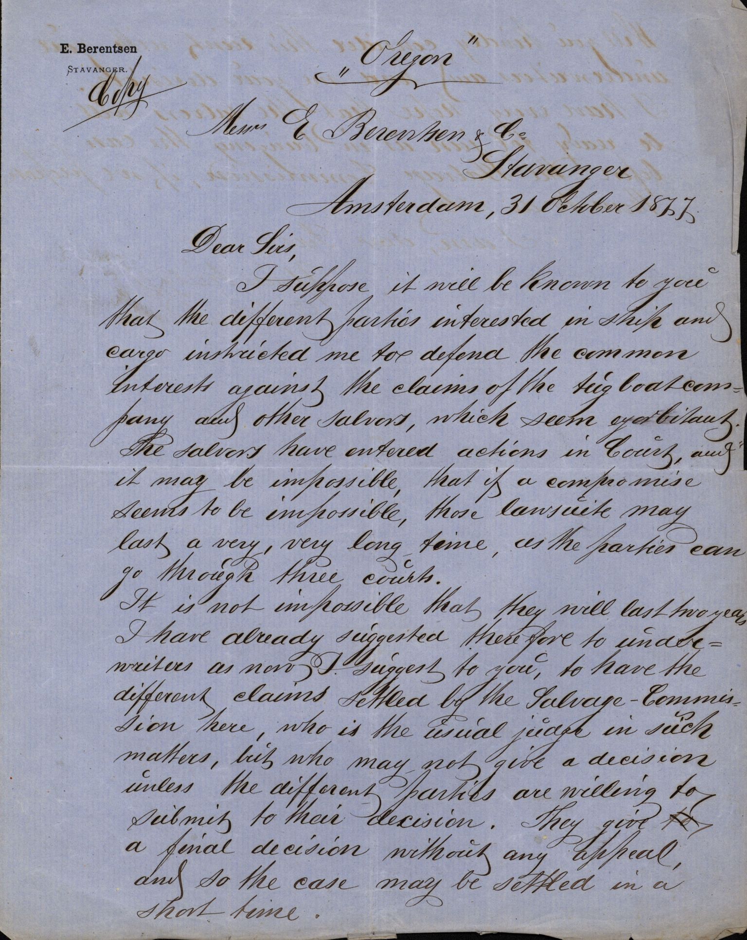 Pa 63 - Østlandske skibsassuranceforening, VEMU/A-1079/G/Ga/L0020/0007: Havaridokumenter / Oregon, Norden, Nordstjernen, Marie, Speed, 1887, p. 30