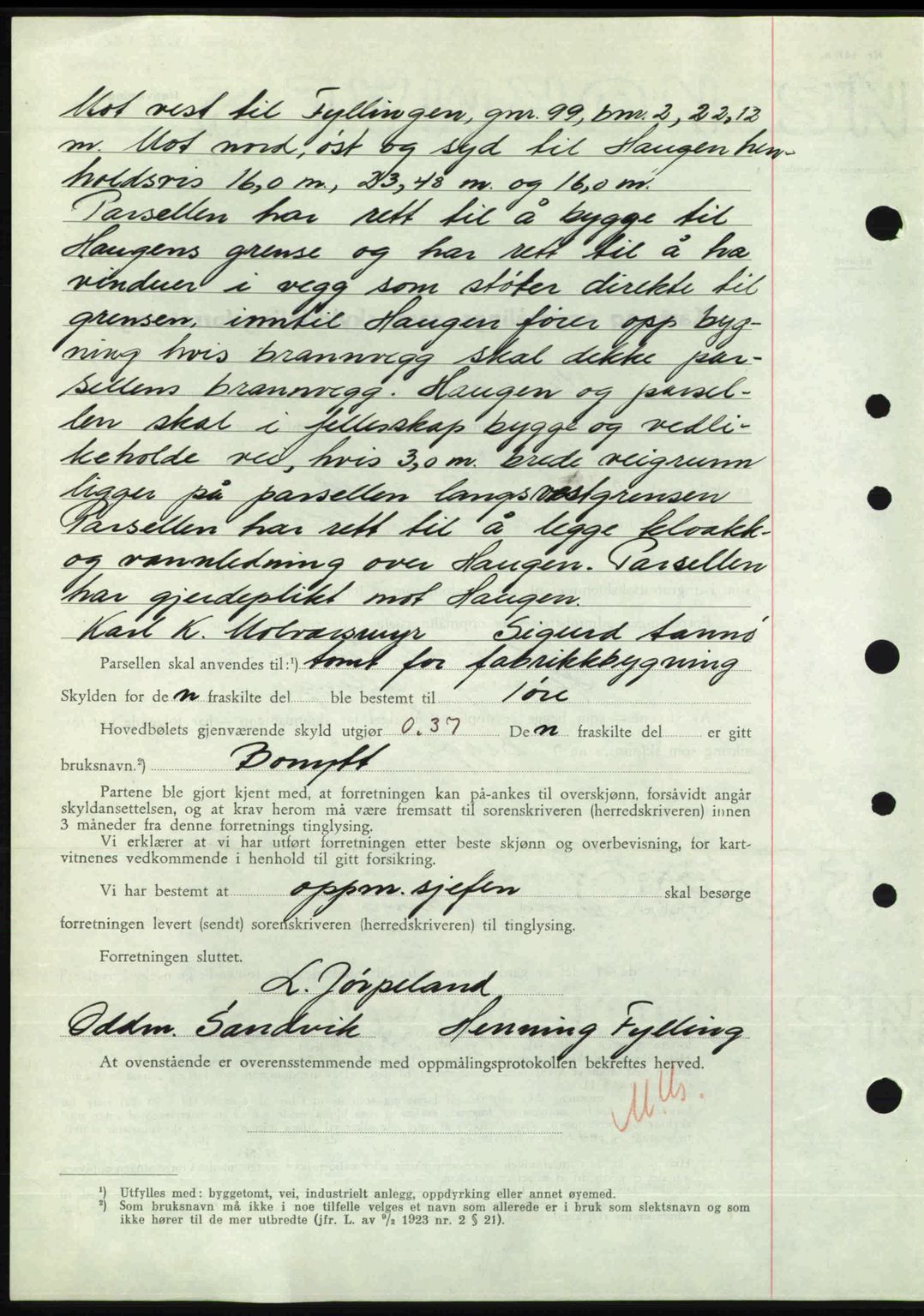 Nordre Sunnmøre sorenskriveri, AV/SAT-A-0006/1/2/2C/2Ca: Mortgage book no. A23, 1946-1947, Diary no: : 2075/1946