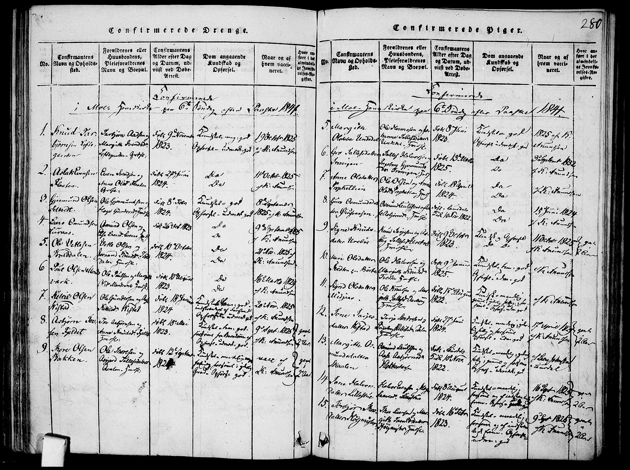 Mo kirkebøker, SAKO/A-286/F/Fa/L0004: Parish register (official) no. I 4, 1814-1844, p. 280