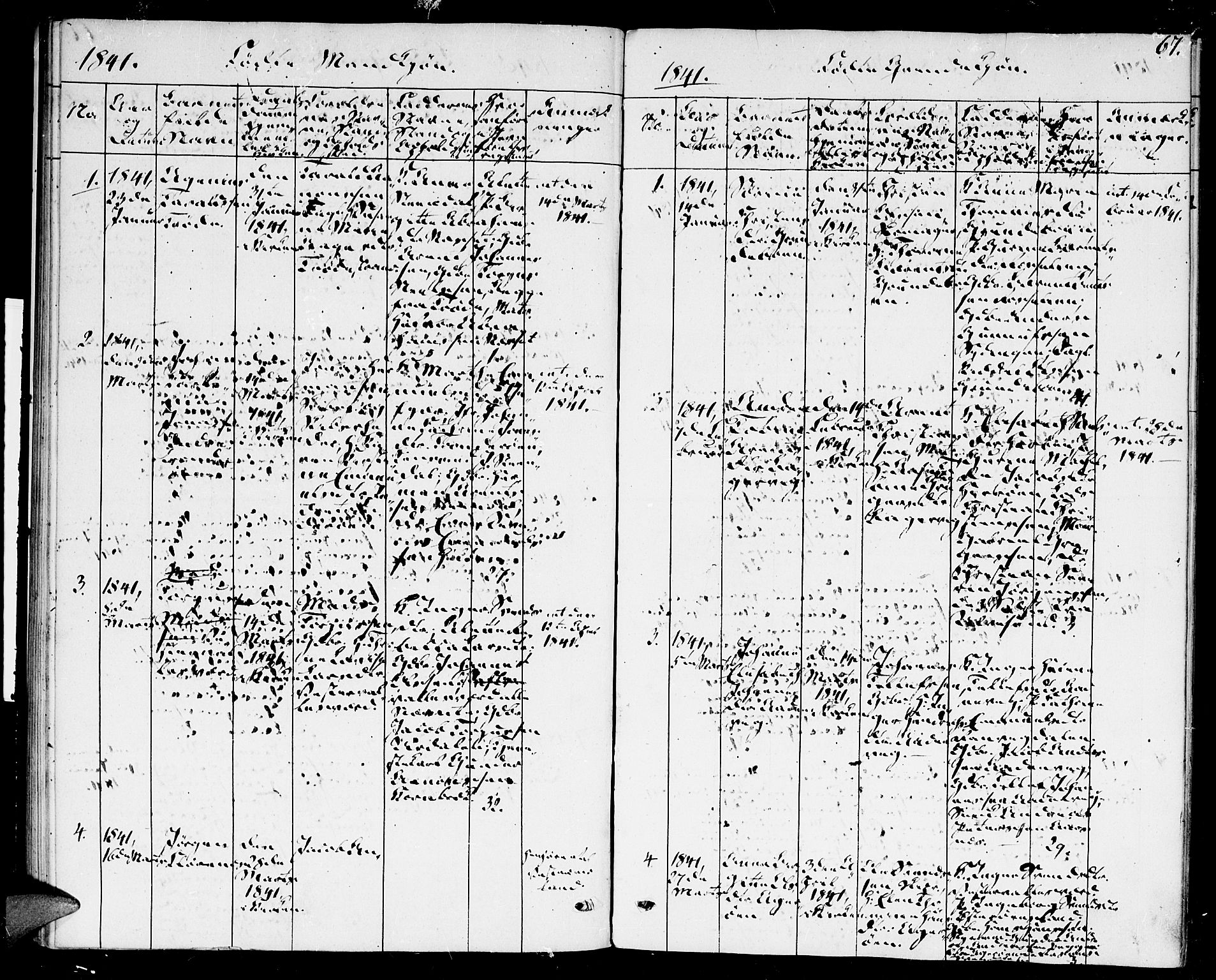 Høvåg sokneprestkontor, SAK/1111-0025/F/Fa/L0002: Parish register (official) no. A 2, 1837-1843, p. 67