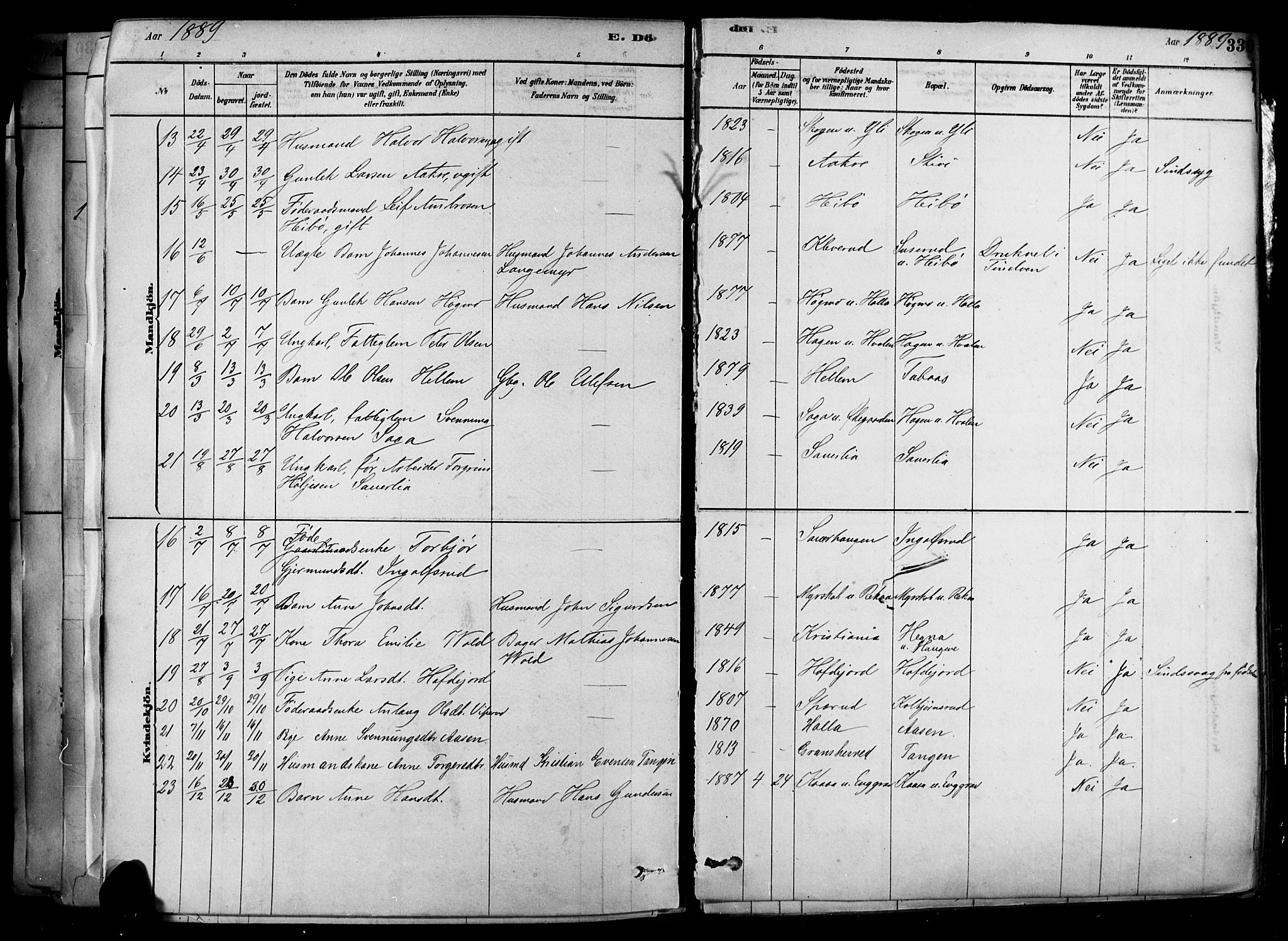 Heddal kirkebøker, SAKO/A-268/F/Fa/L0008: Parish register (official) no. I 8, 1878-1903, p. 330