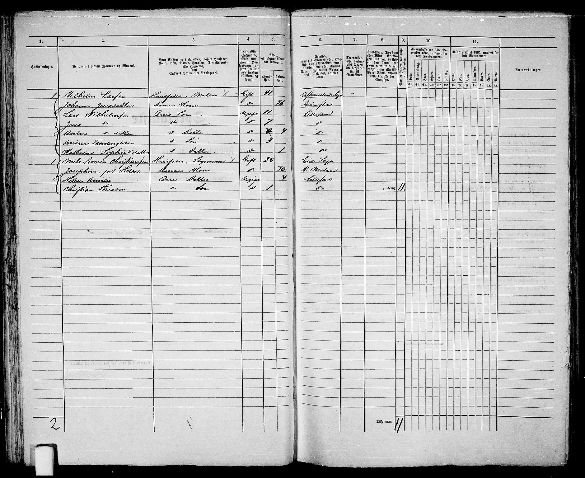 RA, 1865 census for Vestre Moland/Lillesand, 1865, p. 53