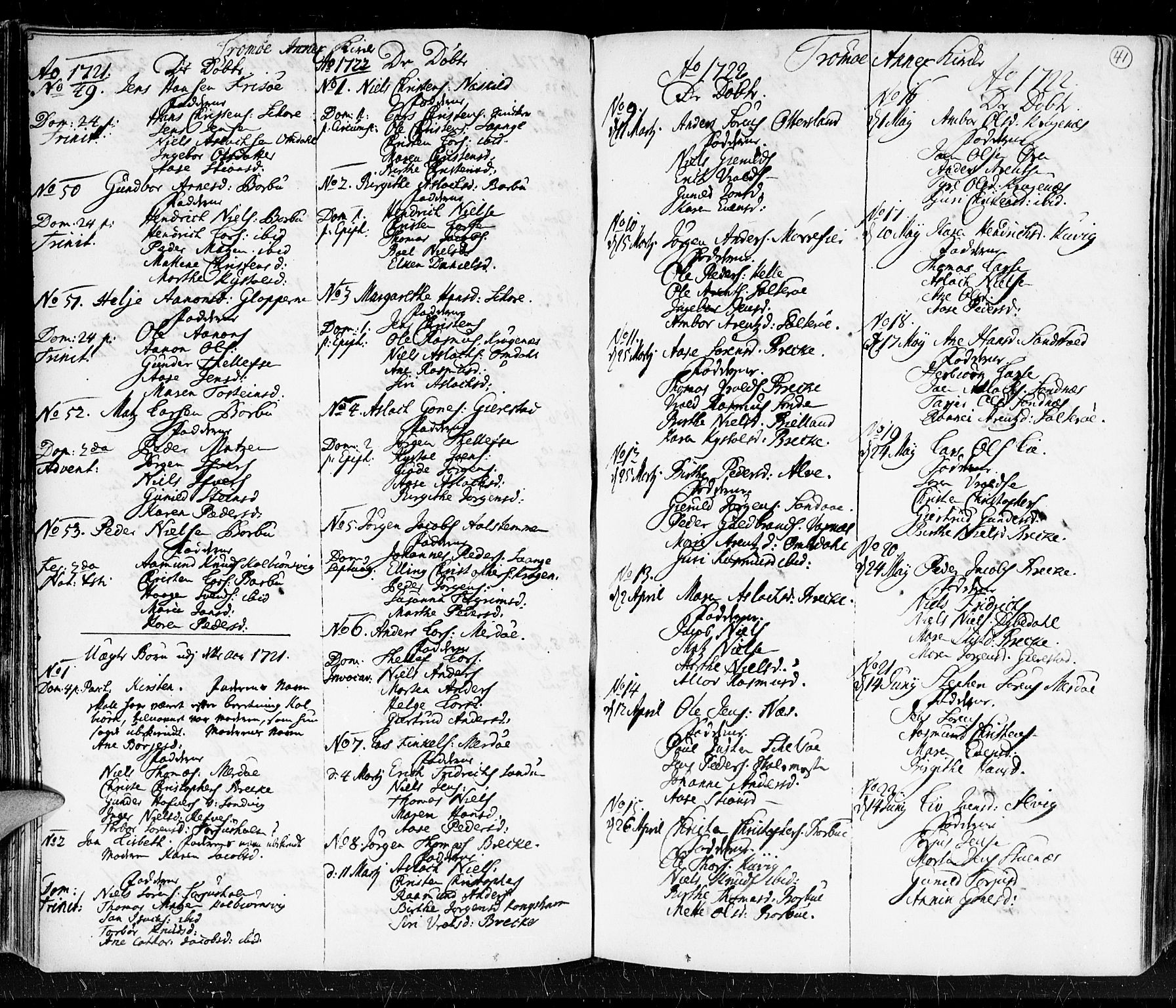 Holt sokneprestkontor, SAK/1111-0021/F/Fa/L0001: Parish register (official) no. A 1 /2, 1721-1735, p. 41