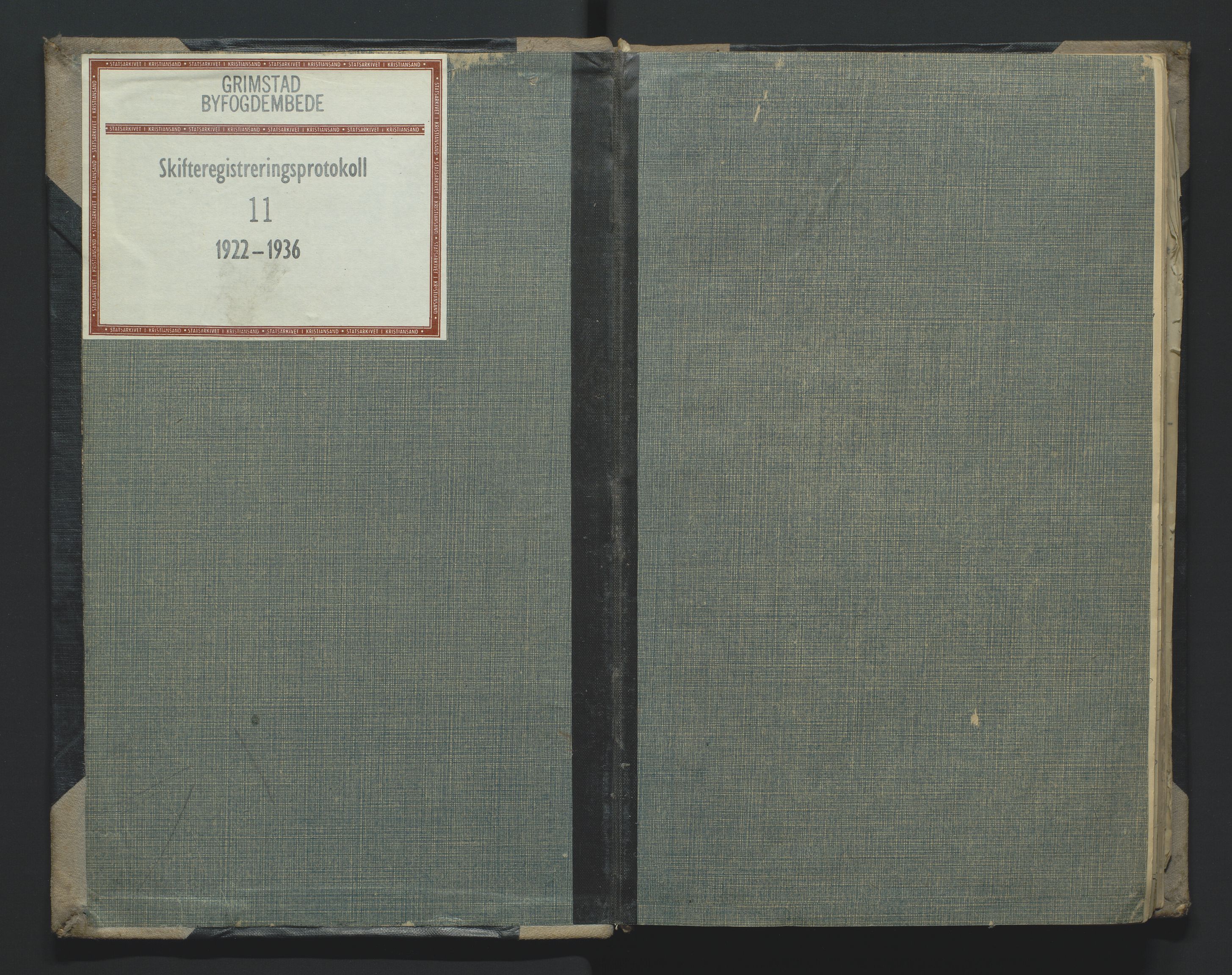 Grimstad byfogd, AV/SAK-1222-0003/H/Hc/L0011: Skifteregistreringsprotokoll nr. 11, 1922-1936