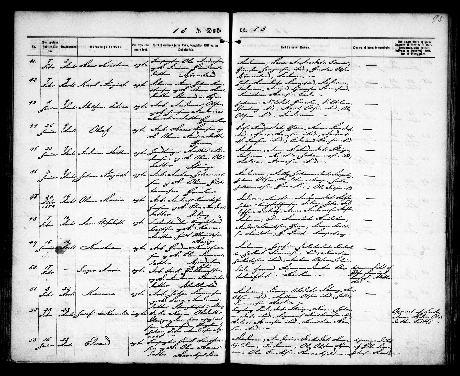 Tune prestekontor Kirkebøker, AV/SAO-A-2007/F/Fa/L0015: Parish register (official) no. 15, 1869-1873, p. 95