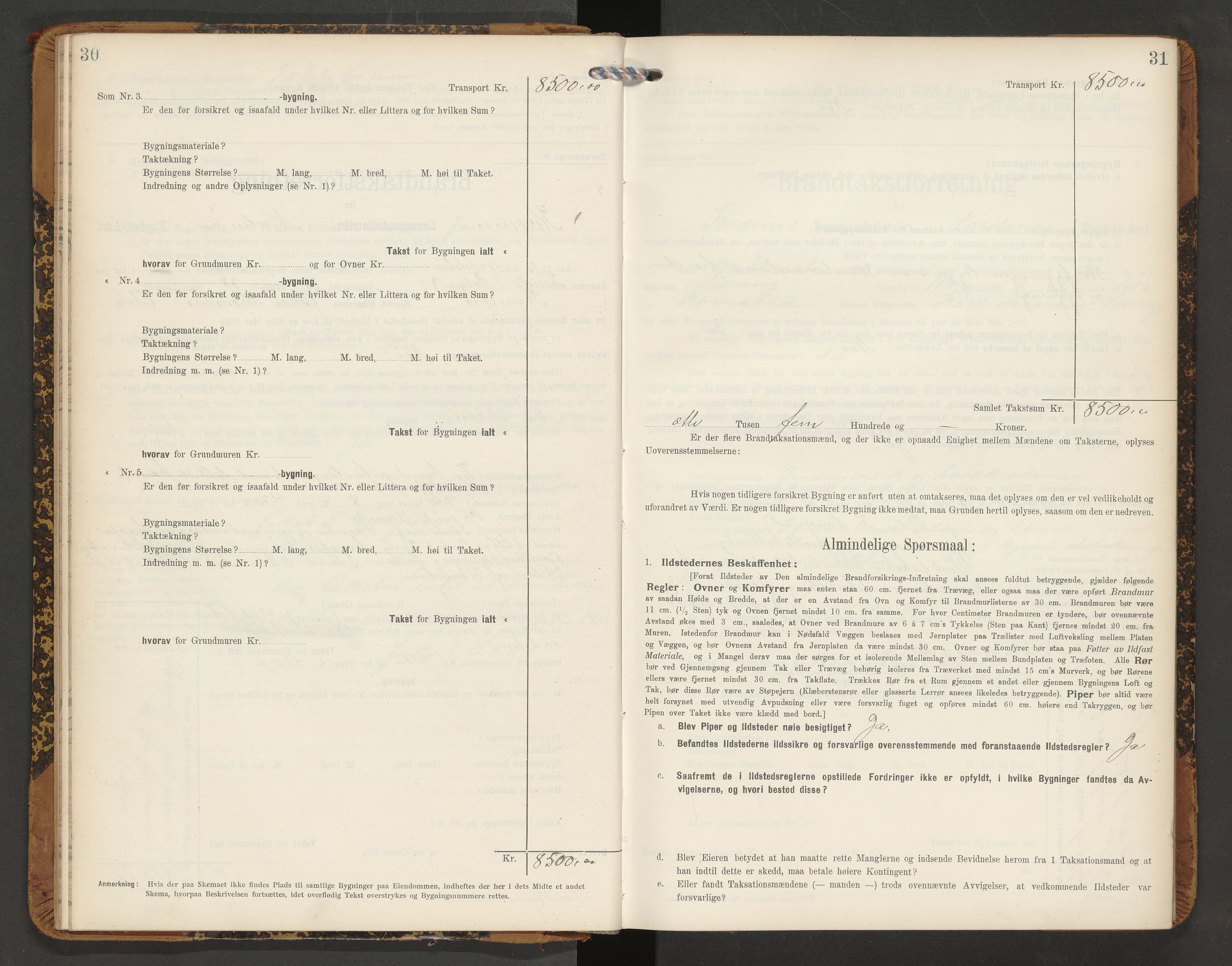 Norges Brannkasse Averøy og Frei, AV/SAT-A-5505/Fb/L0003: Branntakstprotokoll, 1910-1926, p. 30-31