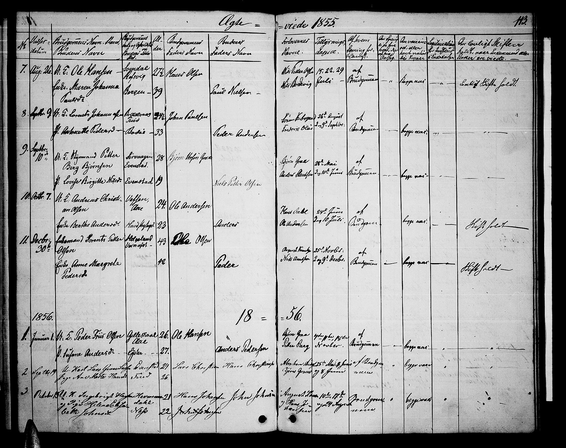 Ministerialprotokoller, klokkerbøker og fødselsregistre - Nordland, AV/SAT-A-1459/886/L1224: Parish register (copy) no. 886C01, 1843-1873, p. 113