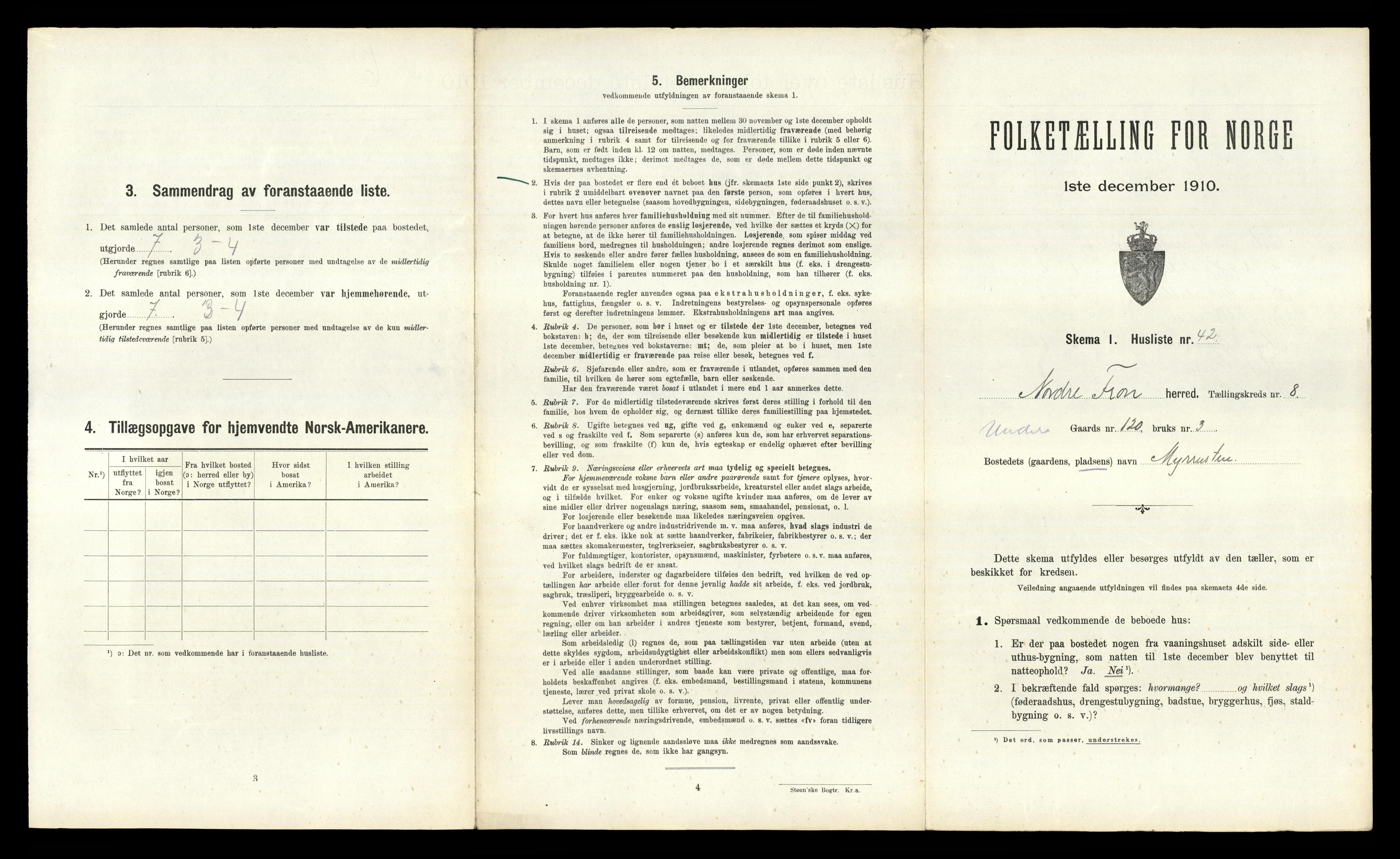 RA, 1910 census for Nord-Fron, 1910, p. 1036