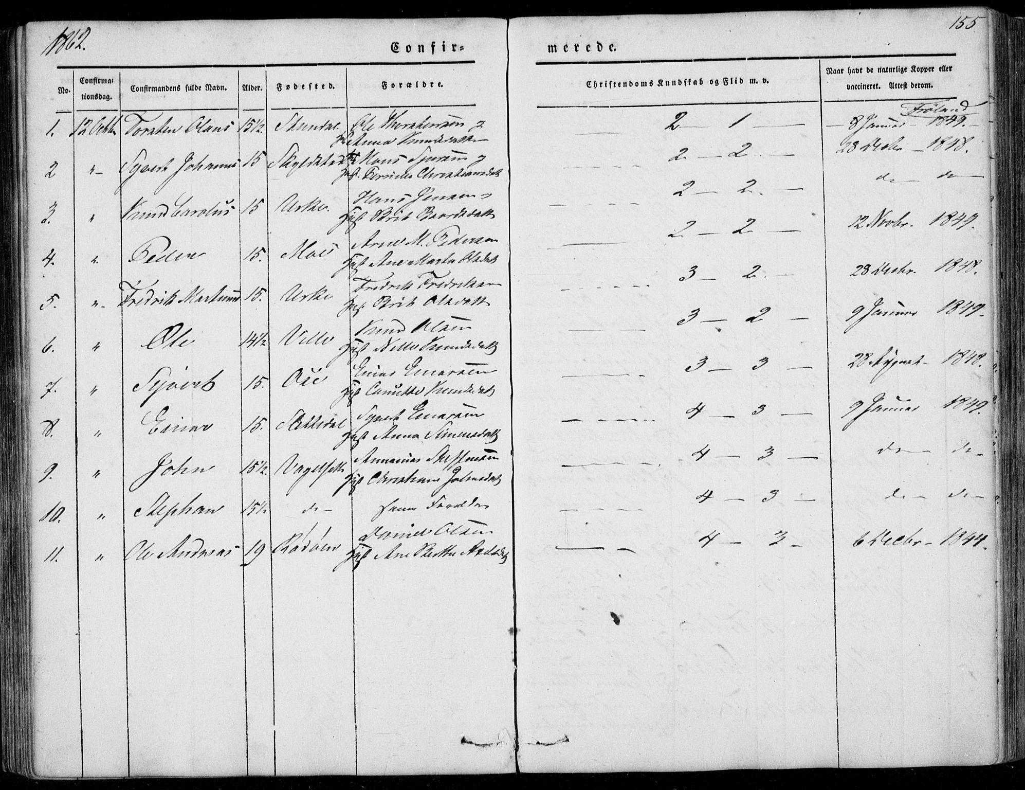 Ministerialprotokoller, klokkerbøker og fødselsregistre - Møre og Romsdal, AV/SAT-A-1454/515/L0209: Parish register (official) no. 515A05, 1847-1868, p. 155