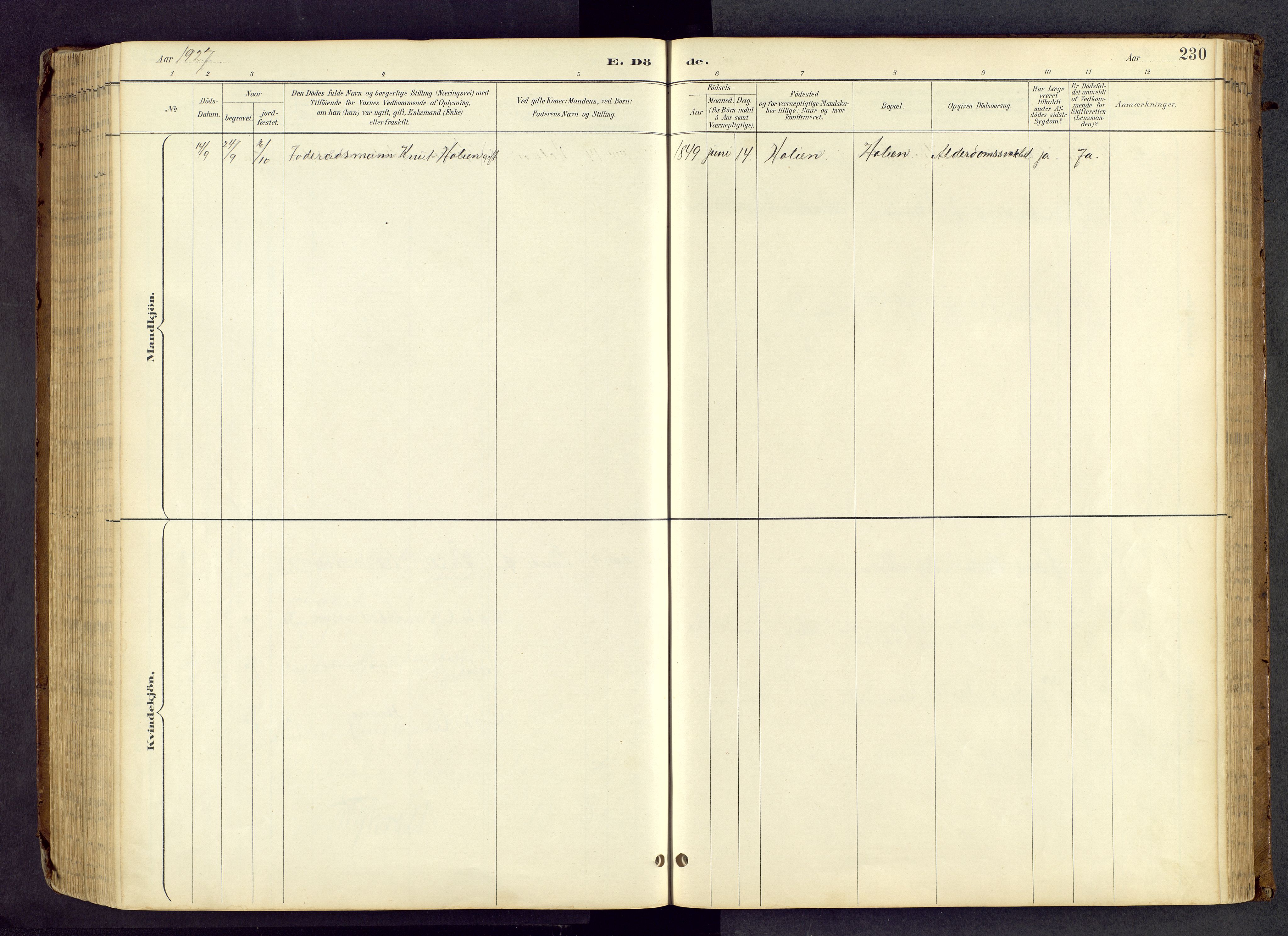 Vang prestekontor, Valdres, SAH/PREST-140/H/Hb/L0005: Parish register (copy) no. 5, 1889-1945, p. 230