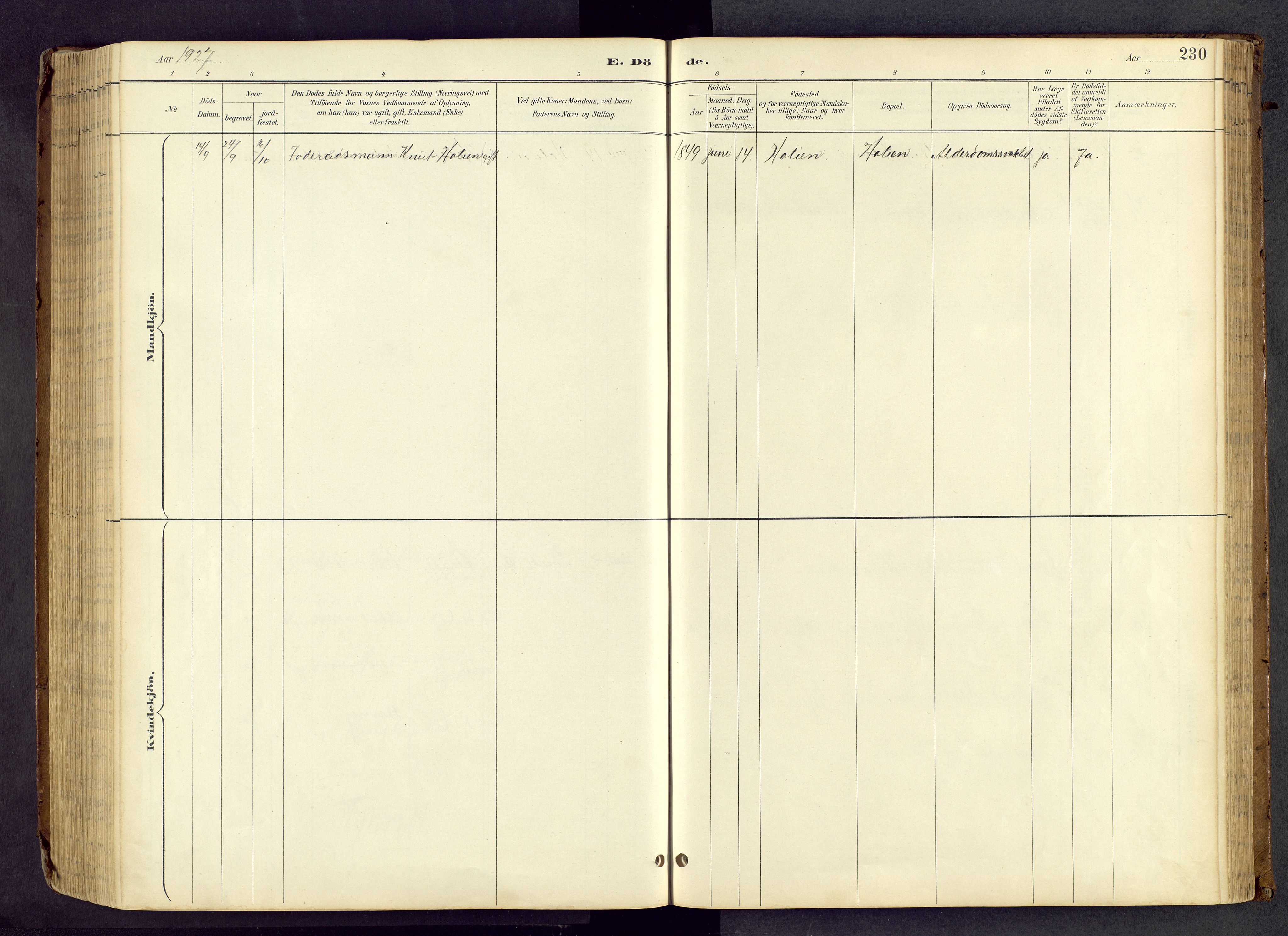 Vang prestekontor, Valdres, AV/SAH-PREST-140/H/Hb/L0005: Parish register (copy) no. 5, 1889-1945, p. 230