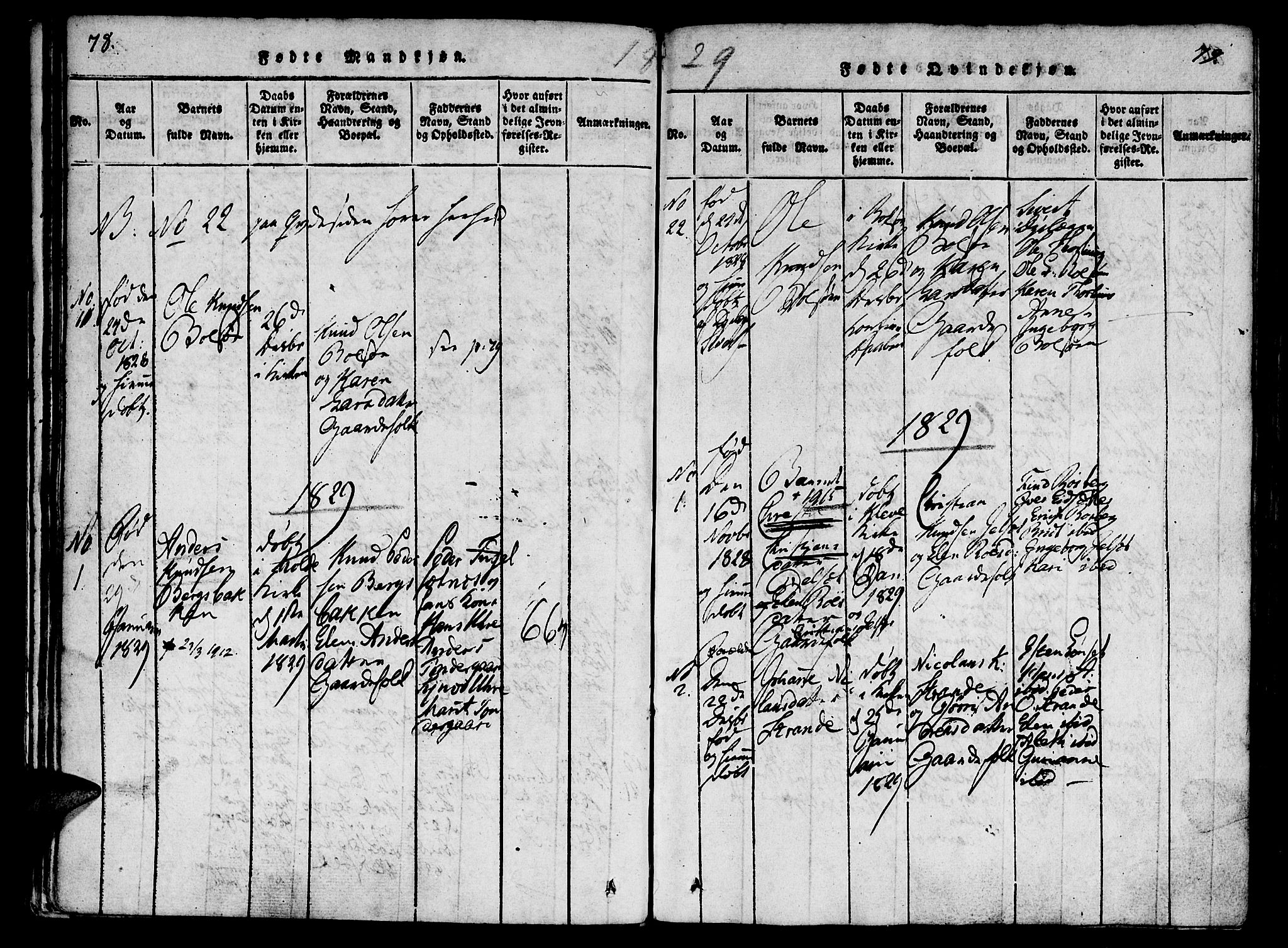 Ministerialprotokoller, klokkerbøker og fødselsregistre - Møre og Romsdal, SAT/A-1454/555/L0652: Parish register (official) no. 555A03, 1817-1843, p. 78-79