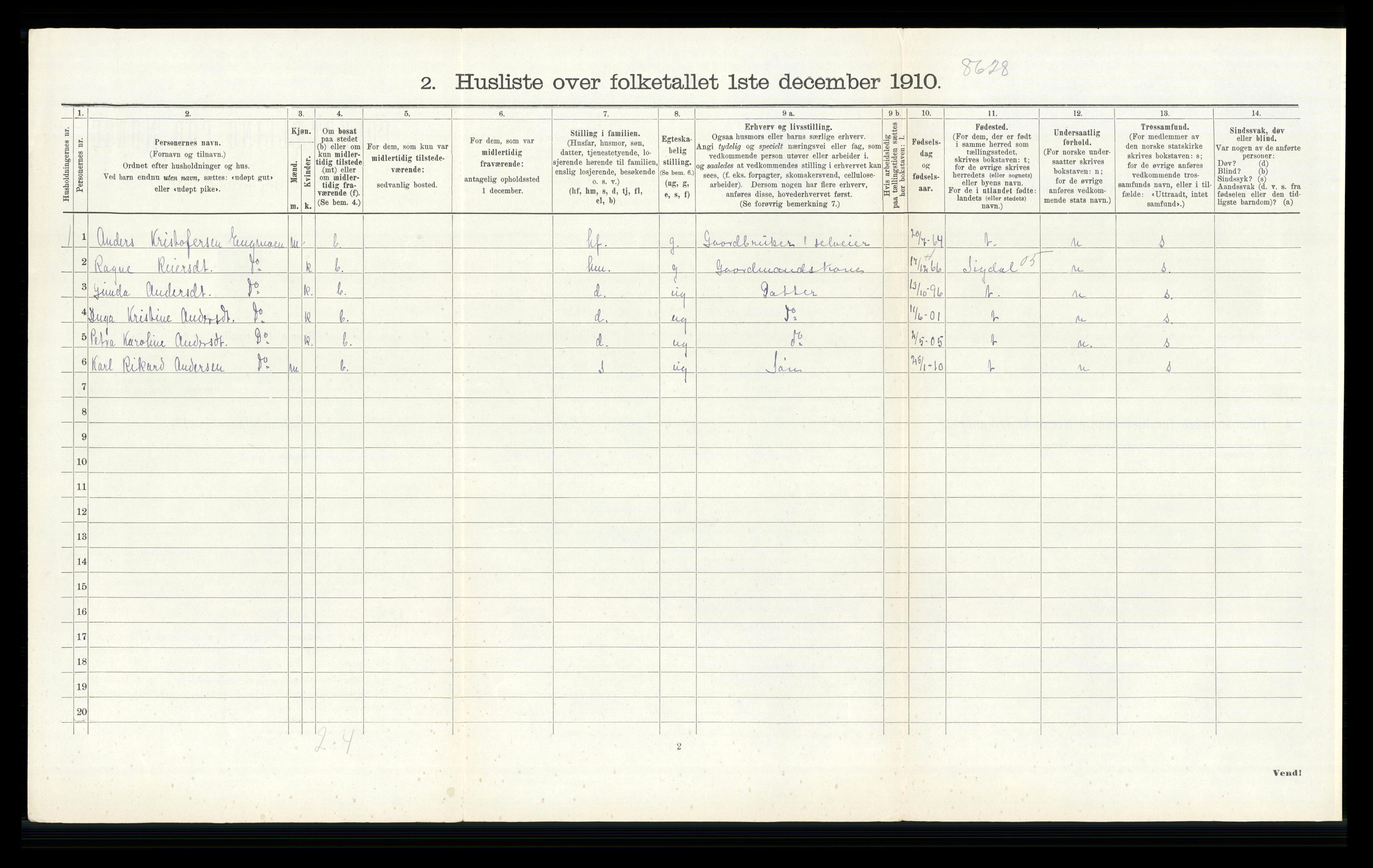 RA, 1910 census for Modum, 1910, p. 3213