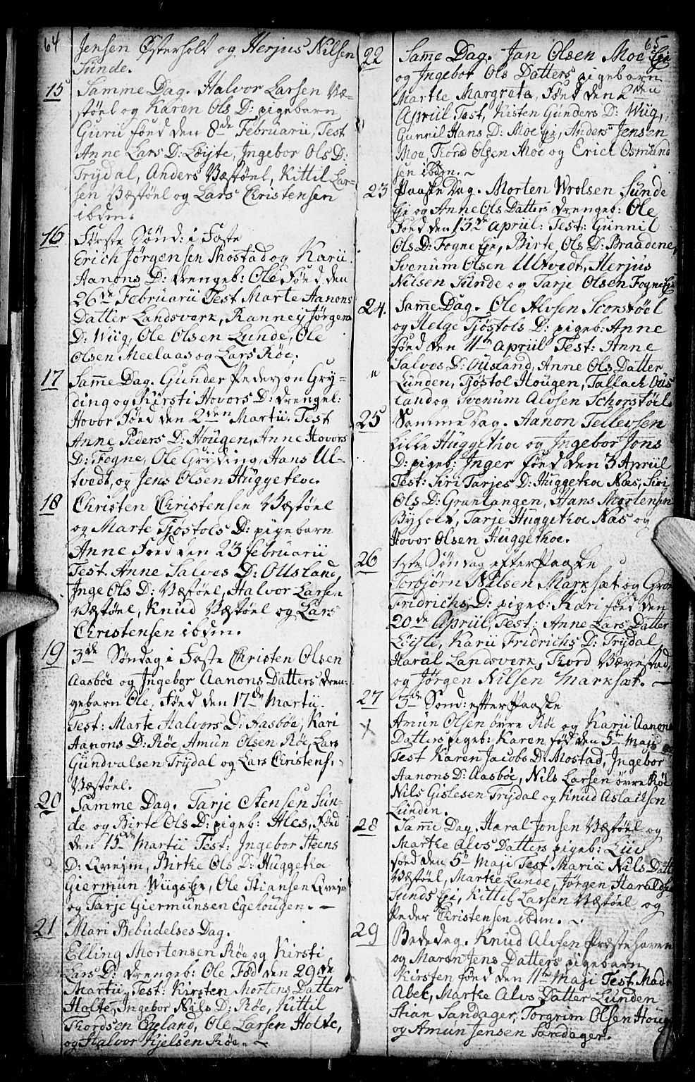 Gjerstad sokneprestkontor, SAK/1111-0014/F/Fb/Fba/L0001: Parish register (copy) no. B 1, 1797-1816, p. 64-65