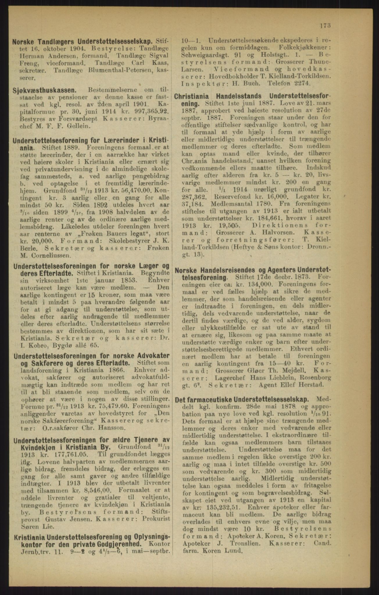 Kristiania/Oslo adressebok, PUBL/-, 1915, p. 173