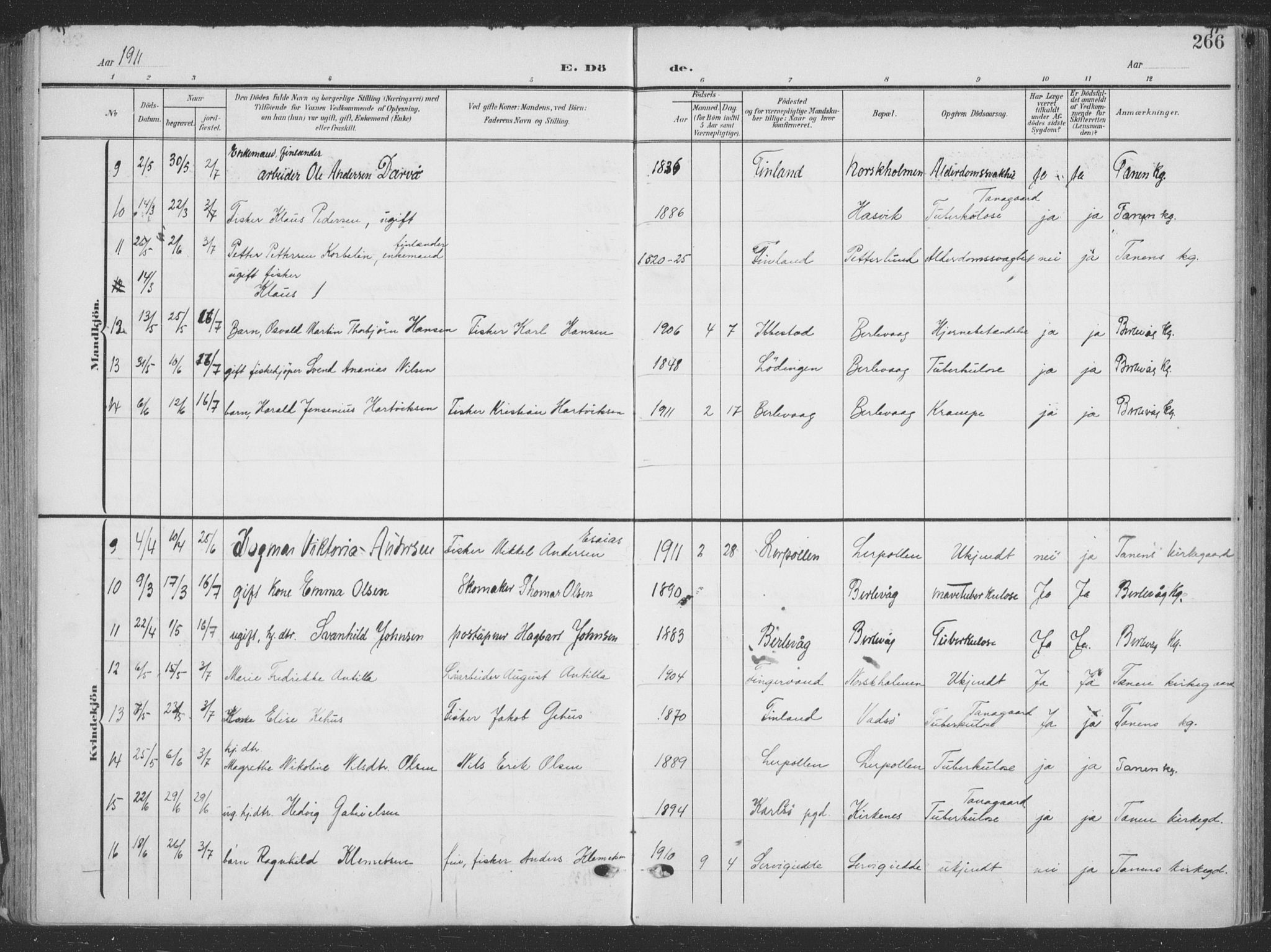 Tana sokneprestkontor, SATØ/S-1334/H/Ha/L0007kirke: Parish register (official) no. 7, 1904-1918, p. 266