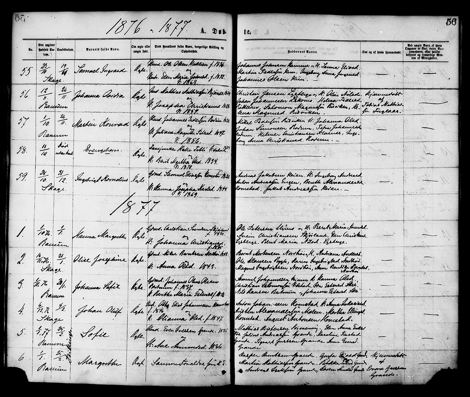 Ministerialprotokoller, klokkerbøker og fødselsregistre - Nord-Trøndelag, SAT/A-1458/764/L0554: Parish register (official) no. 764A09, 1867-1880, p. 56
