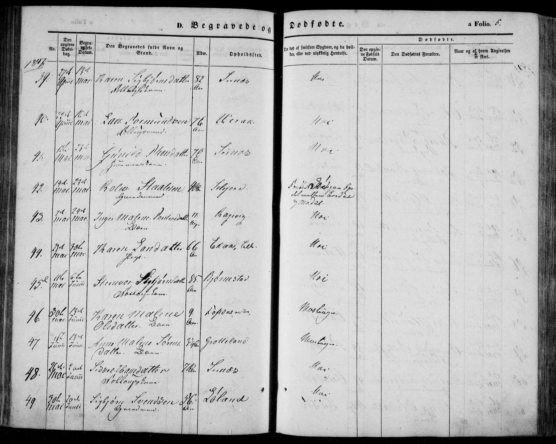 Bakke sokneprestkontor, AV/SAK-1111-0002/F/Fa/Faa/L0005: Parish register (official) no. A 5, 1847-1855, p. 5