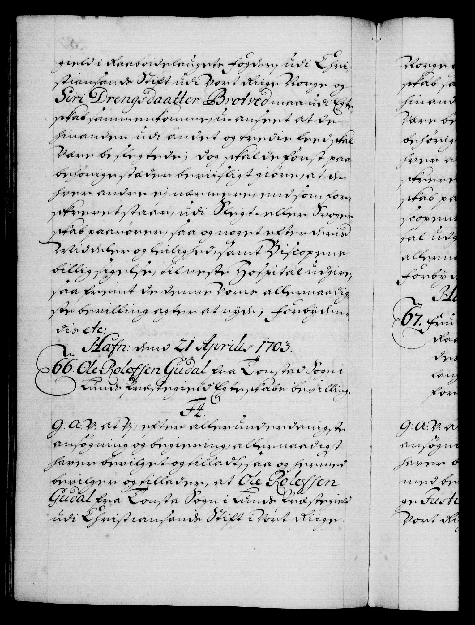 Danske Kanselli 1572-1799, AV/RA-EA-3023/F/Fc/Fca/Fcaa/L0018: Norske registre, 1699-1703, p. 487b