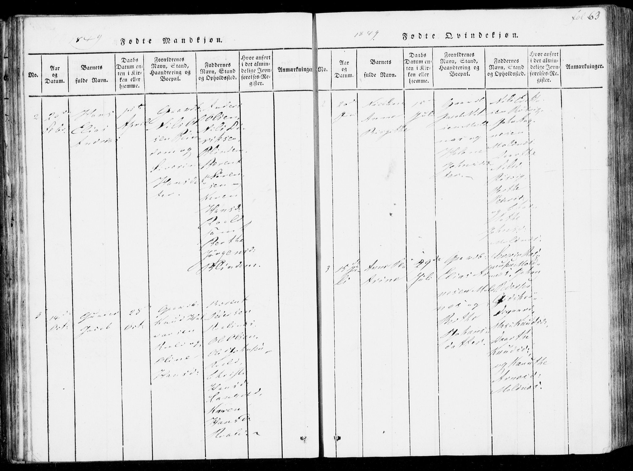 Ministerialprotokoller, klokkerbøker og fødselsregistre - Møre og Romsdal, SAT/A-1454/537/L0517: Parish register (official) no. 537A01, 1818-1862, p. 63