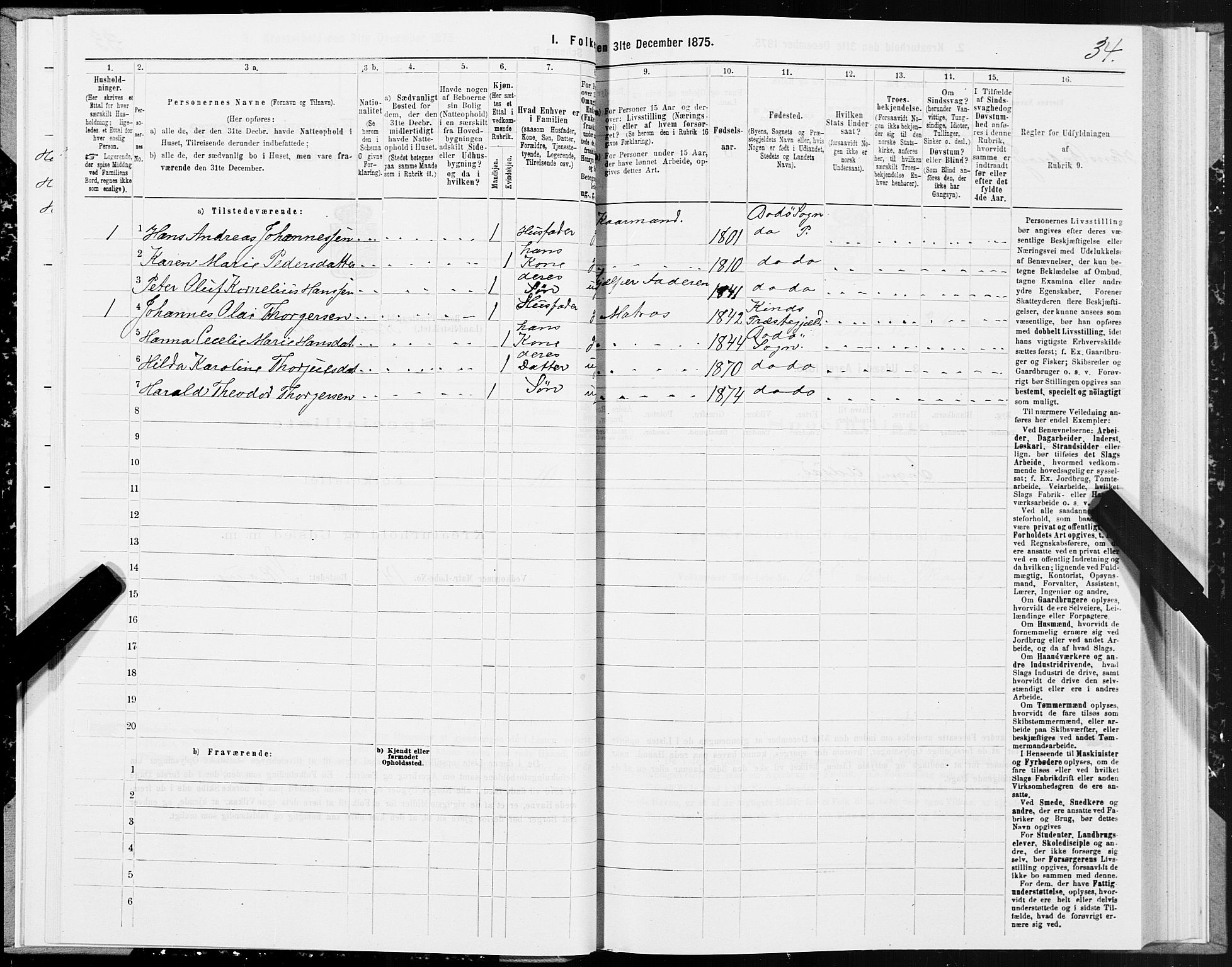 SAT, 1875 census for 1843L Bodø/Bodø, 1875, p. 1034
