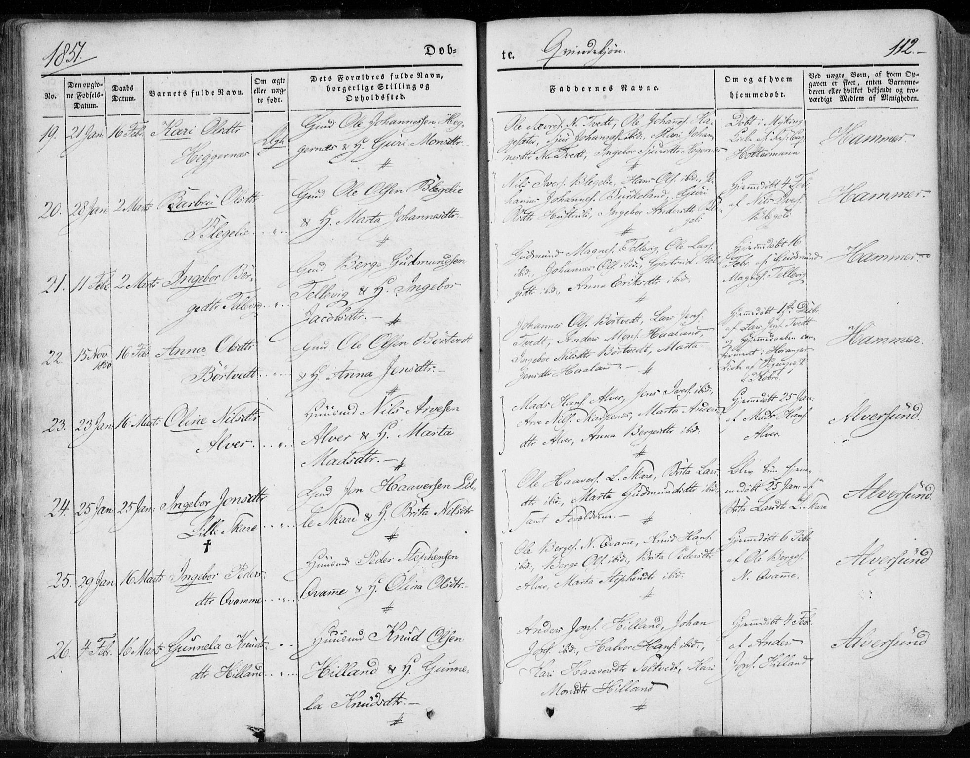 Hamre sokneprestembete, AV/SAB-A-75501/H/Ha/Haa/Haaa/L0013: Parish register (official) no. A 13, 1846-1857, p. 112