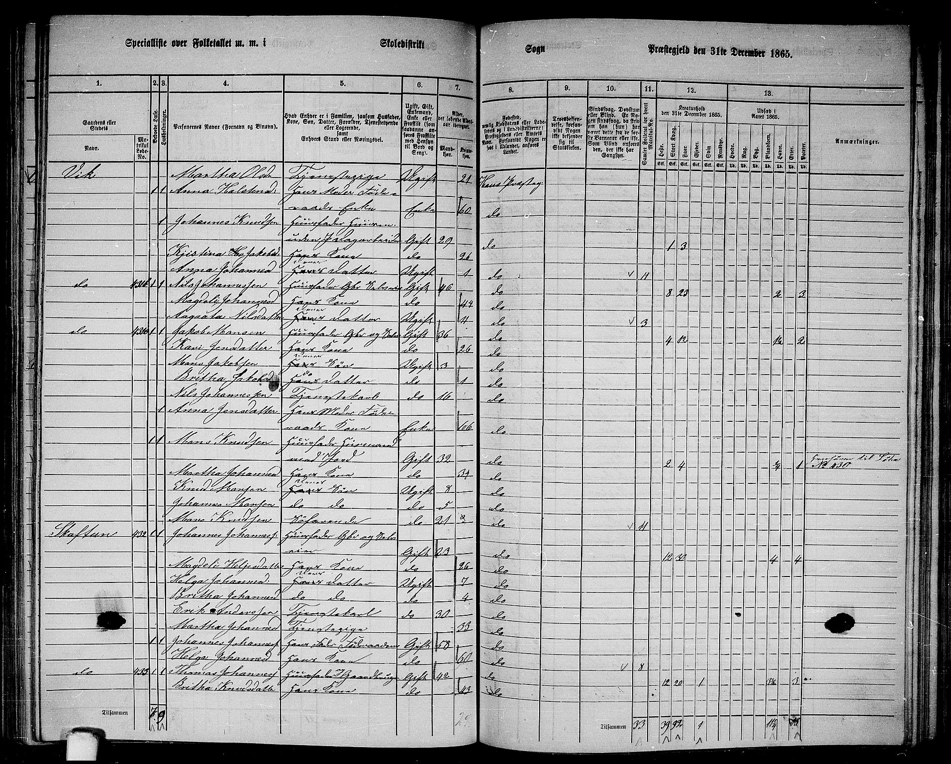 RA, 1865 census for Haus, 1865, p. 170