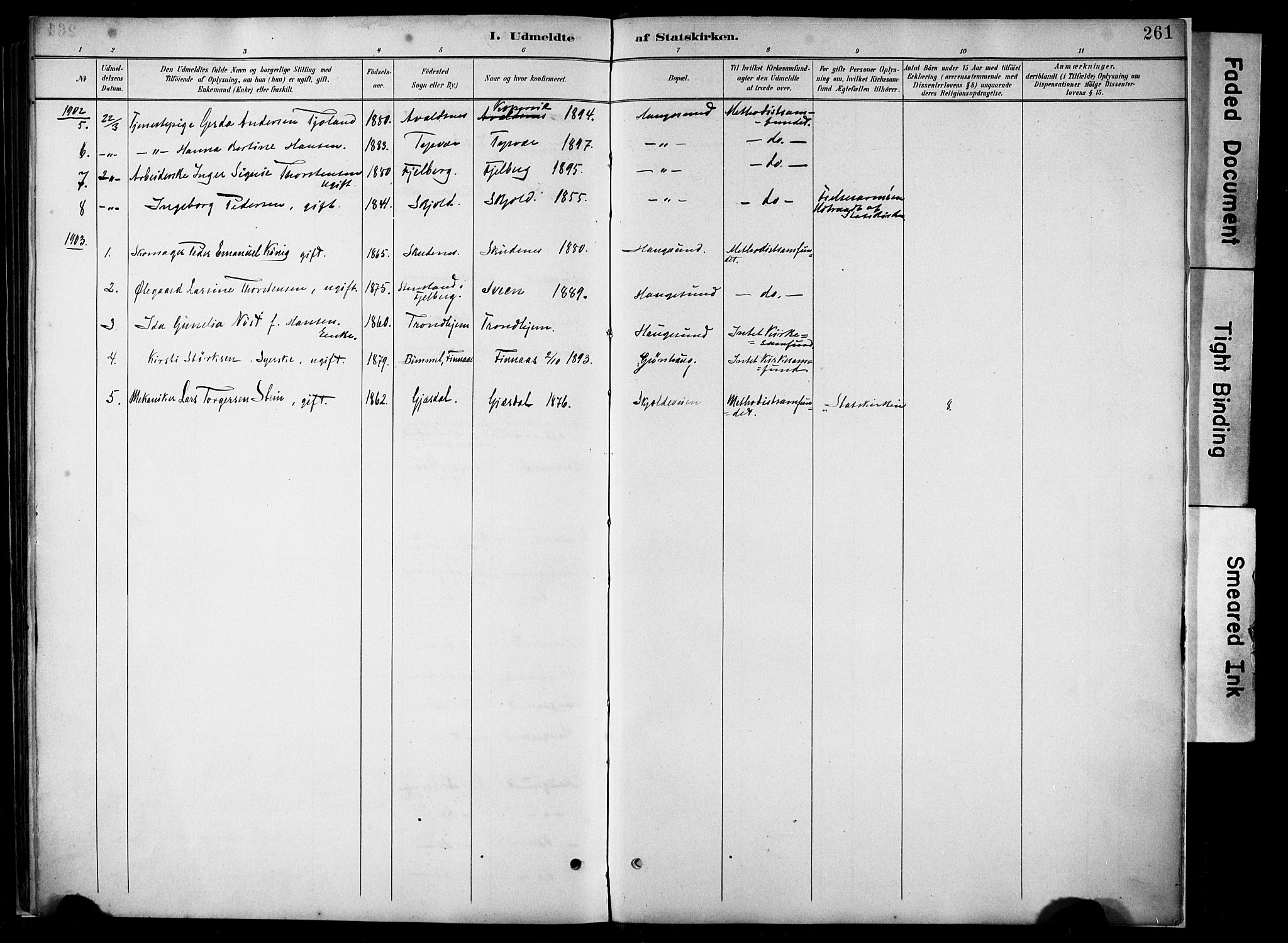 Haugesund sokneprestkontor, SAST/A -101863/H/Ha/Haa/L0005: Parish register (official) no. A 5, 1891-1903, p. 261