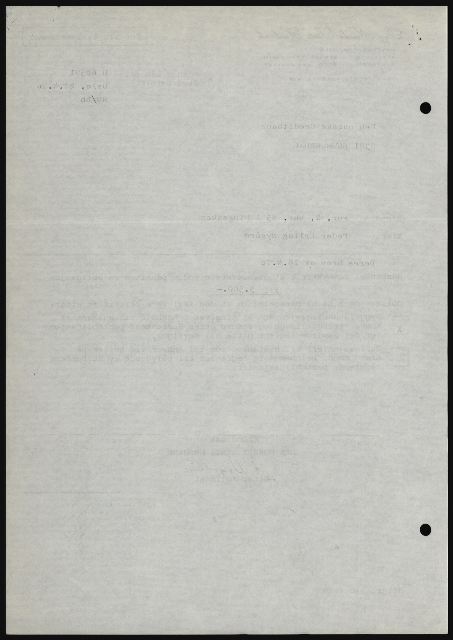 Nord-Hedmark sorenskriveri, SAH/TING-012/H/Hc/L0033: Mortgage book no. 33, 1970-1970, Diary no: : 2724/1970