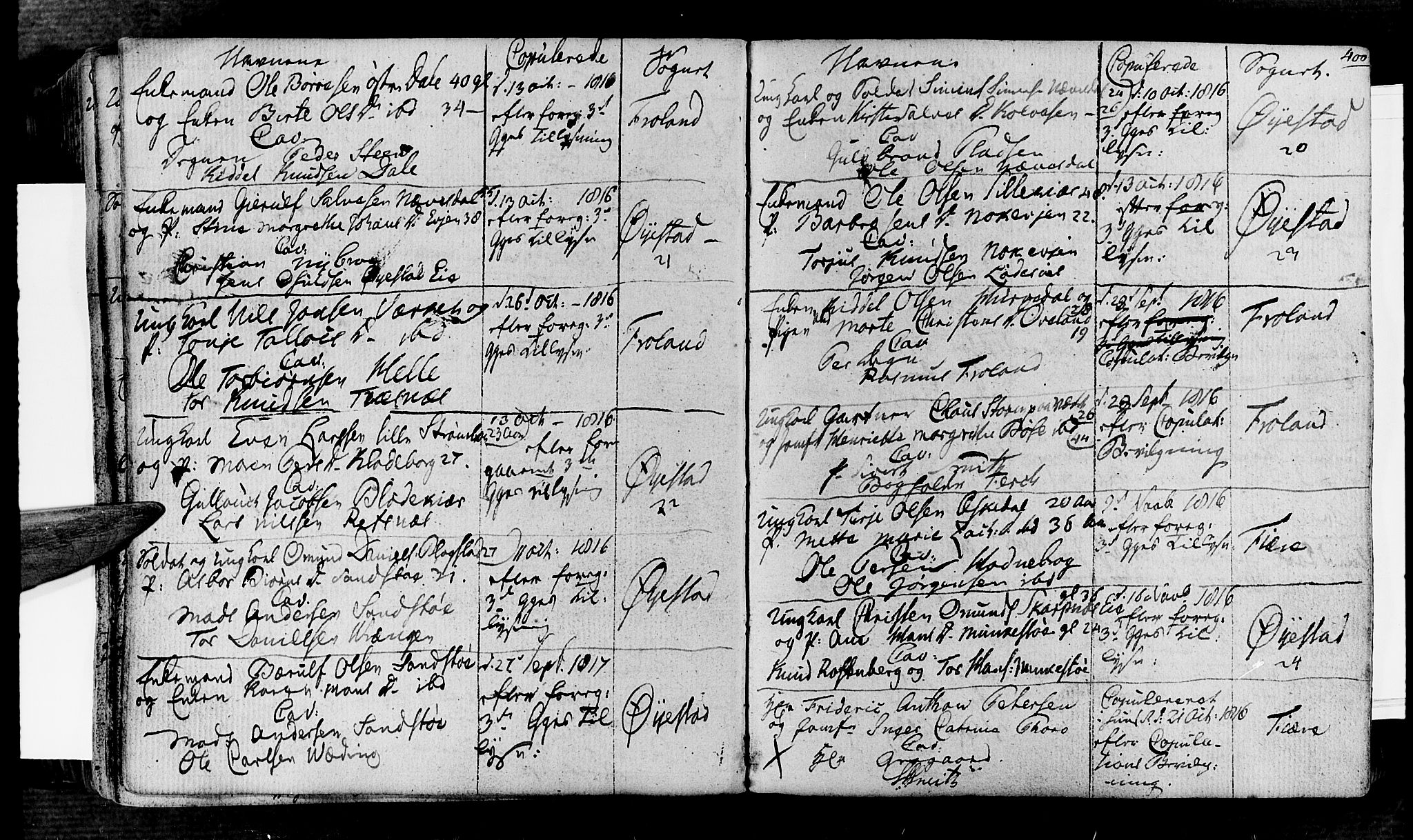 Øyestad sokneprestkontor, AV/SAK-1111-0049/F/Fa/L0011: Parish register (official) no. A 11, 1805-1824, p. 400