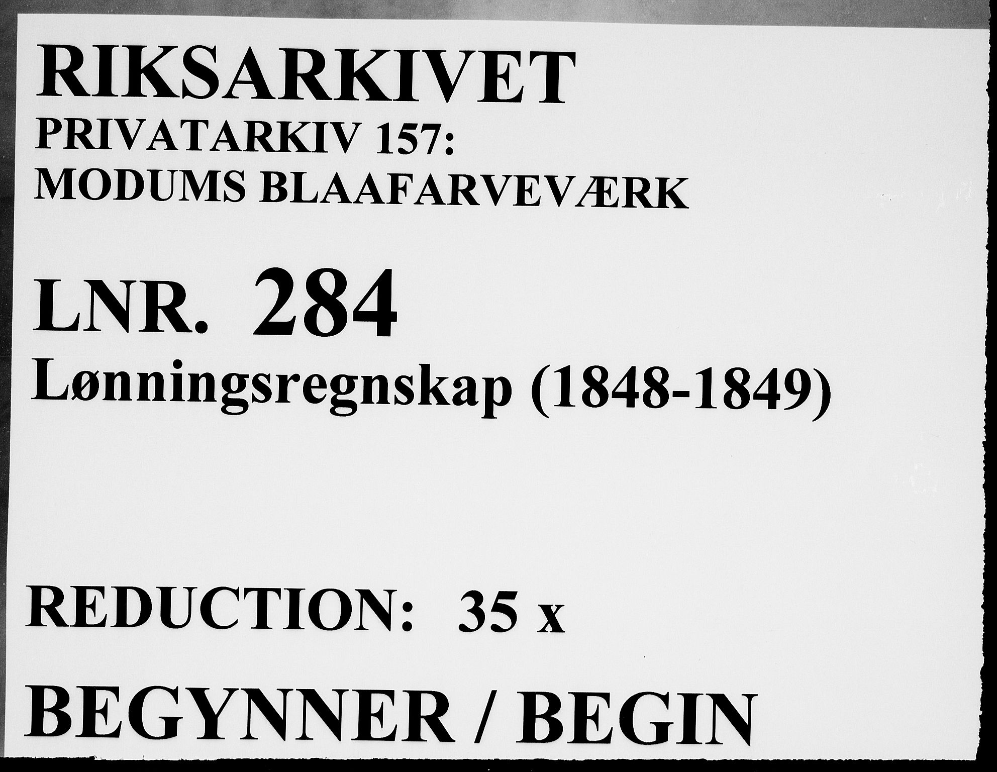 Modums Blaafarveværk, RA/PA-0157/G/Gd/Gdd/L0284/0001: -- / Lønningsregnskap, 1848-1849, p. 1