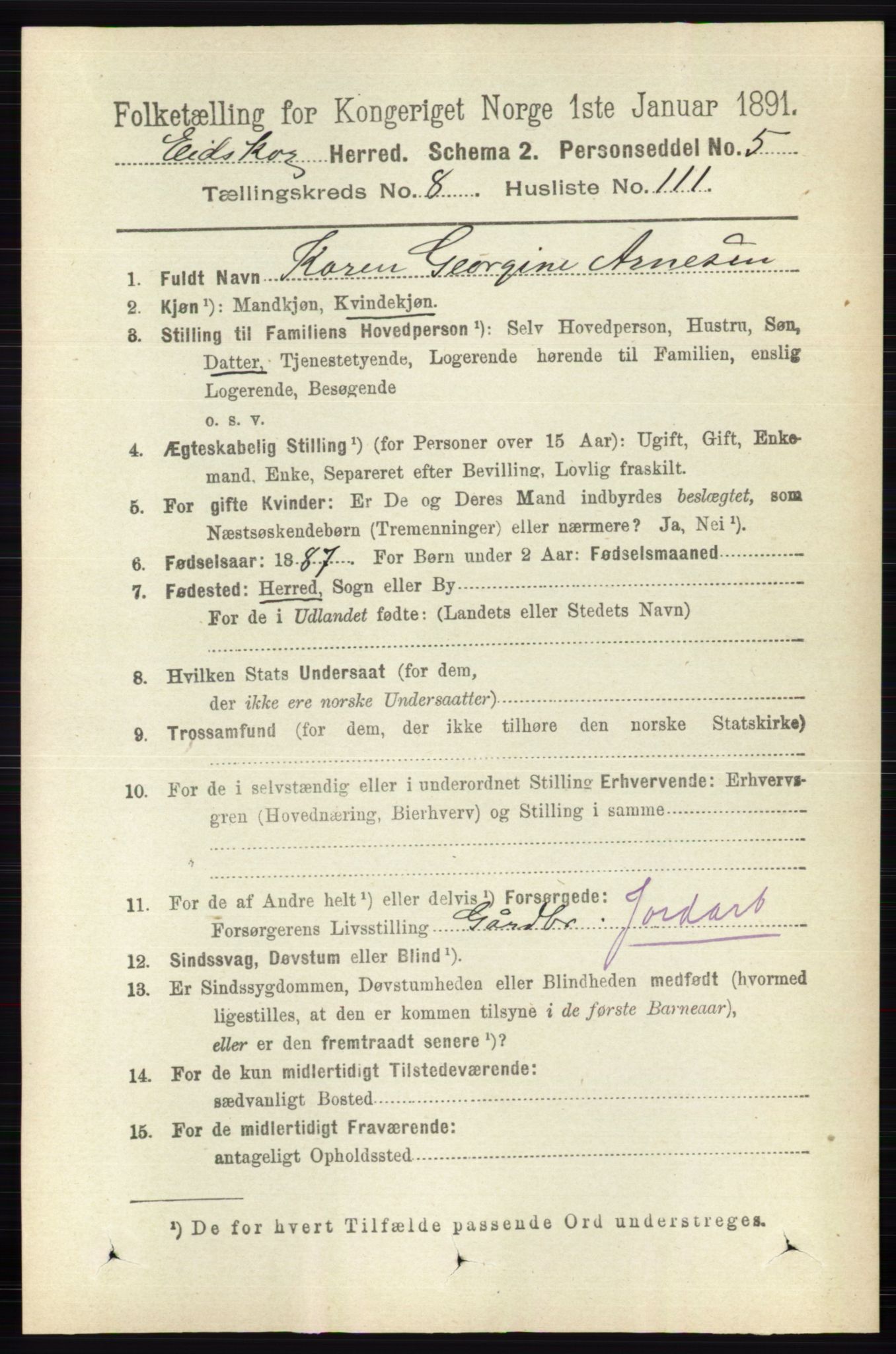 RA, 1891 census for 0420 Eidskog, 1891, p. 5183