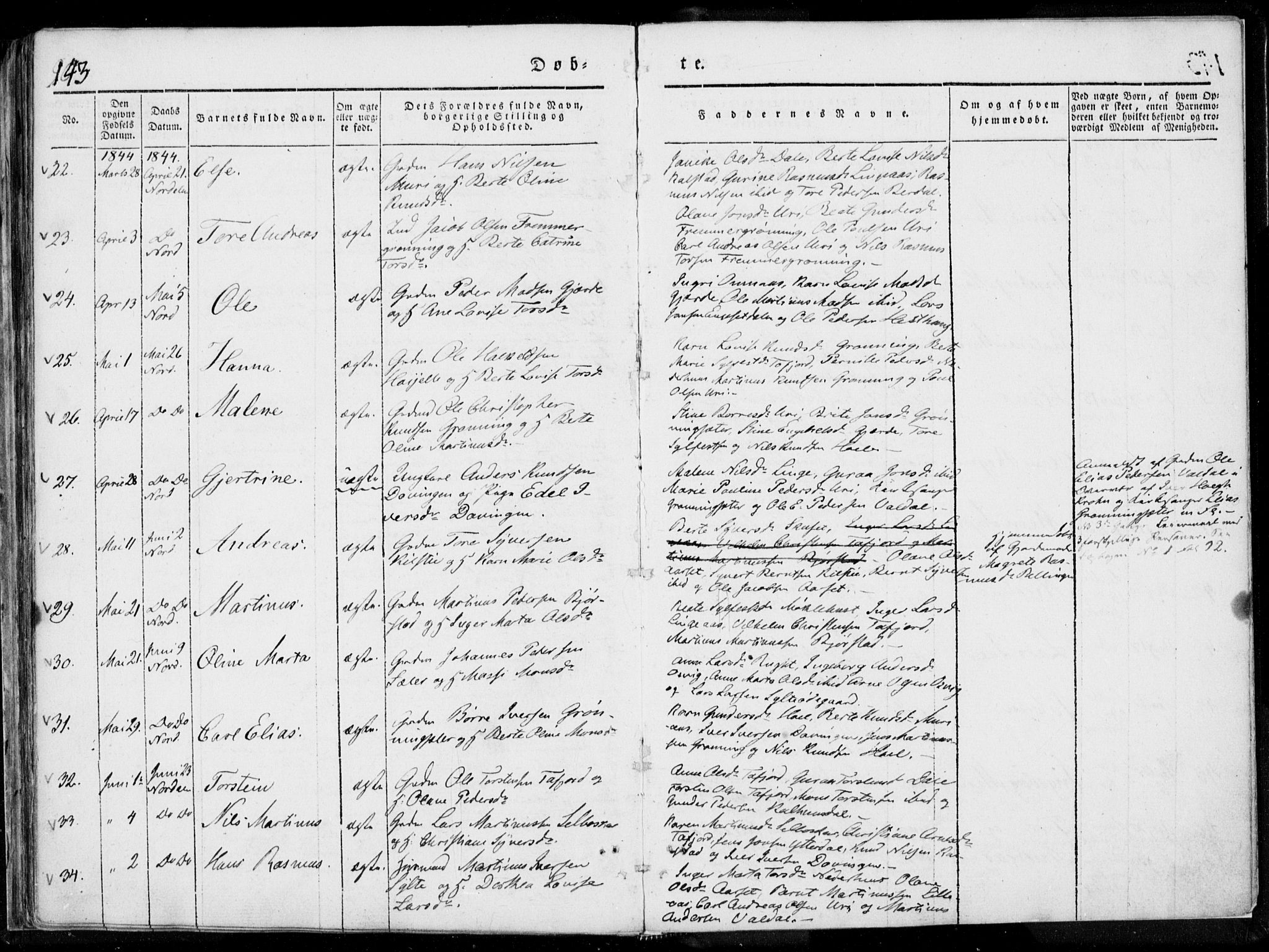 Ministerialprotokoller, klokkerbøker og fødselsregistre - Møre og Romsdal, AV/SAT-A-1454/519/L0247: Parish register (official) no. 519A06, 1827-1846, p. 143