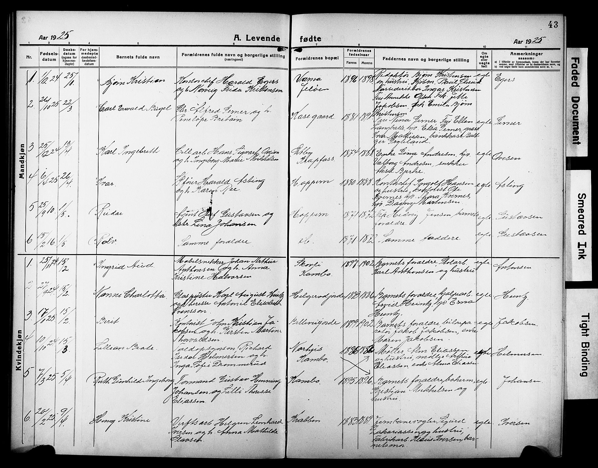 Moss prestekontor Kirkebøker, AV/SAO-A-2003/G/Gb/L0004: Parish register (copy) no. II 4, 1920-1932, p. 43