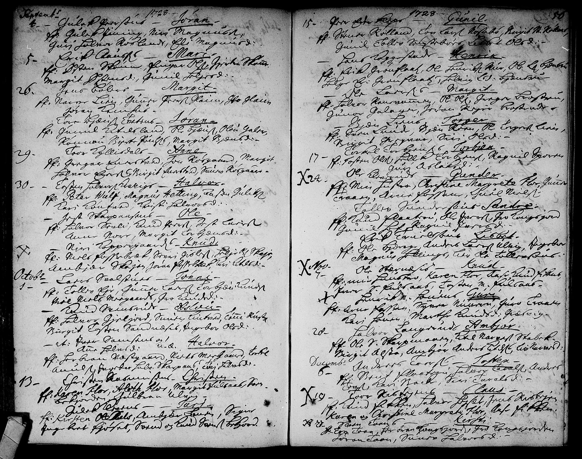 Rollag kirkebøker, AV/SAKO-A-240/F/Fa/L0002: Parish register (official) no. I 2, 1714-1742, p. 56