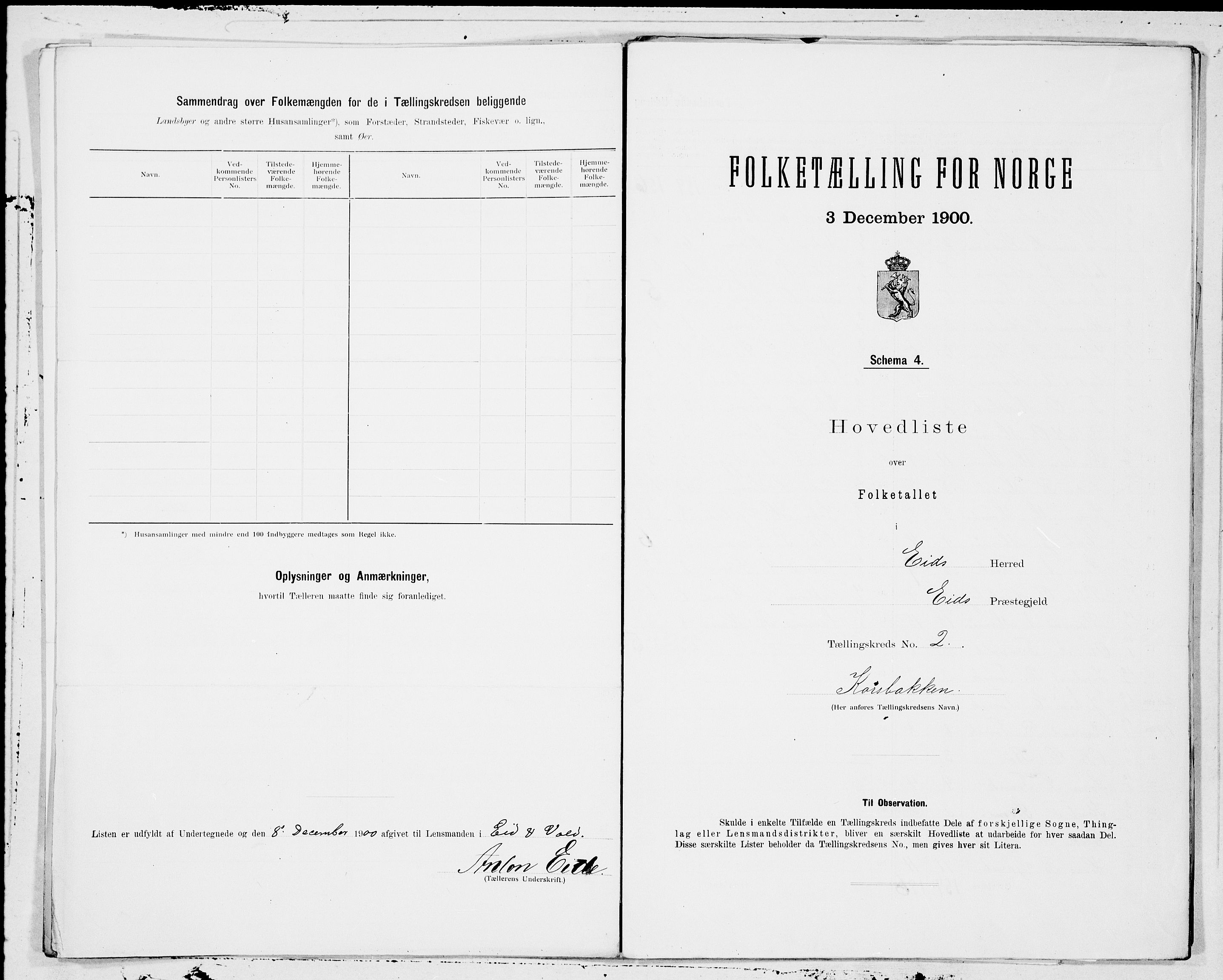 SAT, 1900 census for Eid, 1900, p. 4
