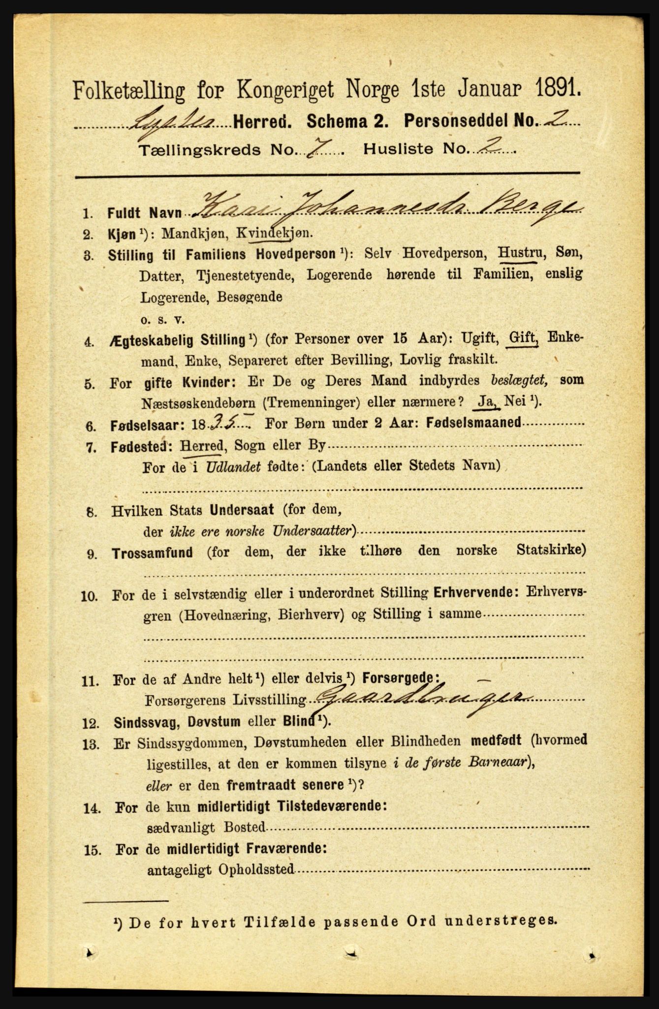 RA, 1891 census for 1426 Luster, 1891, p. 2621