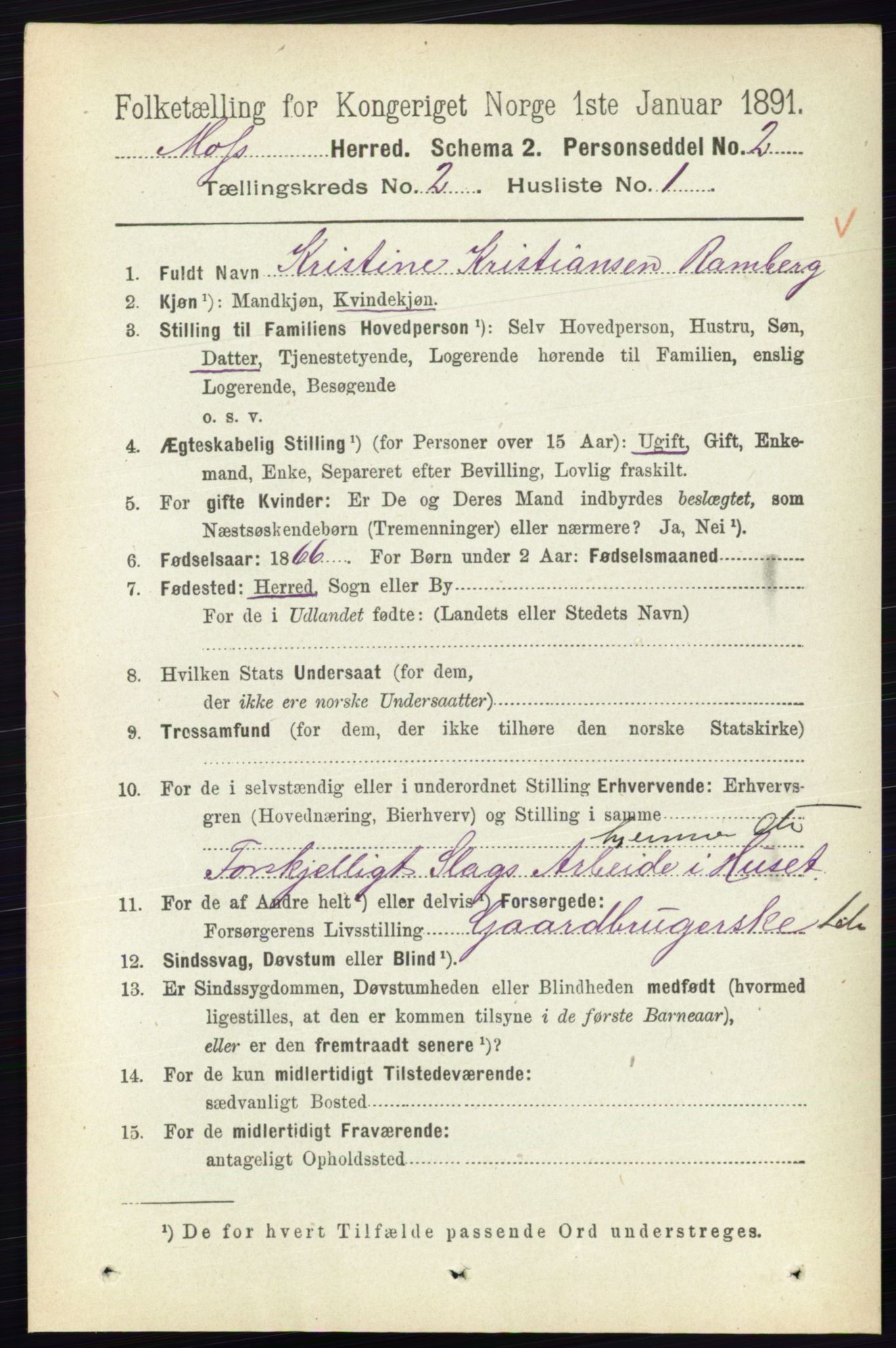 RA, 1891 Census for 0194 Moss, 1891, p. 849