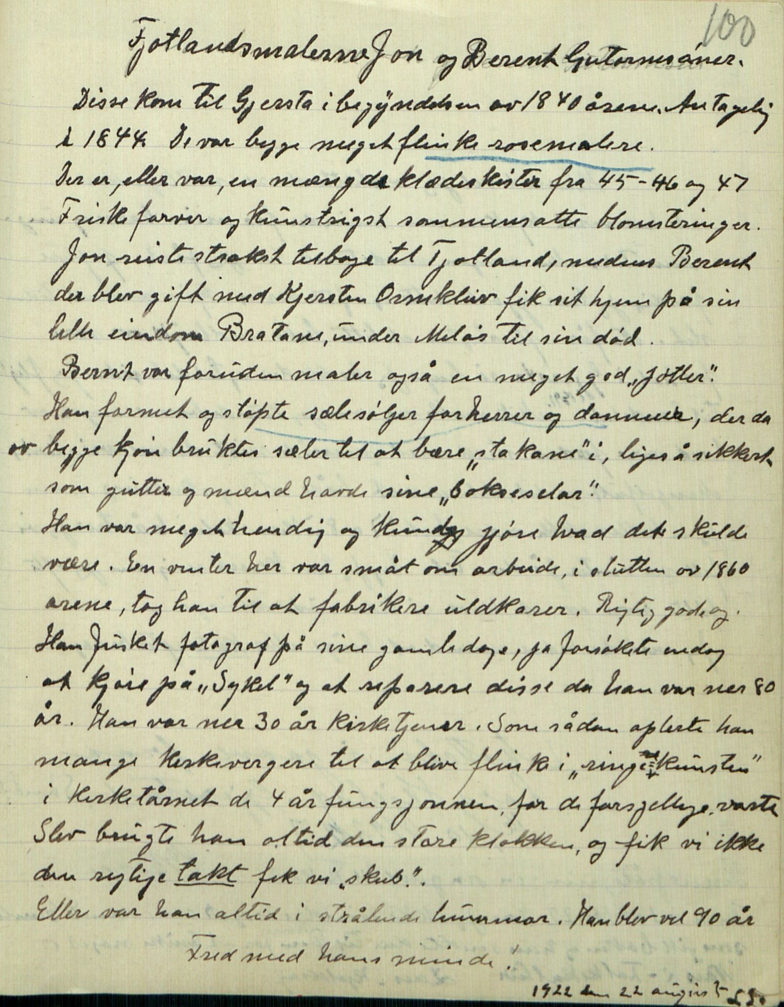 Rikard Berge, TEMU/TGM-A-1003/F/L0007/0045: 251-299 / 295 Gjerstad. Oppskrifter skrivne av Lars Skeldsø. Bygdehistorie og skikkar, 1920, p. 100