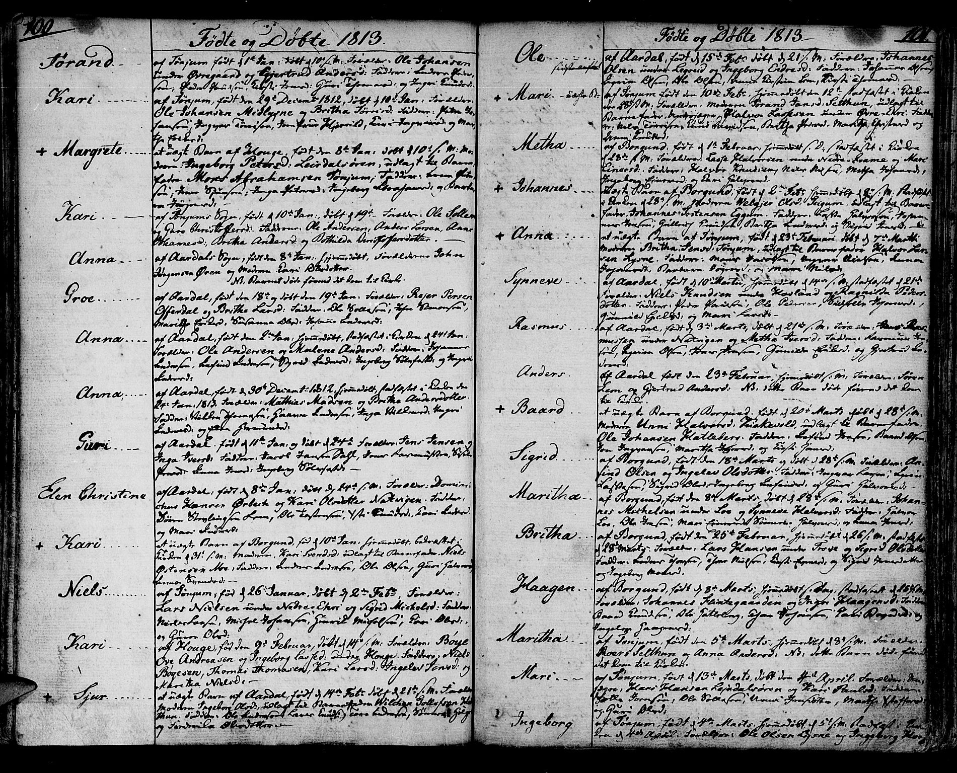 Lærdal sokneprestembete, SAB/A-81201: Parish register (official) no. A 4, 1805-1821, p. 100-101