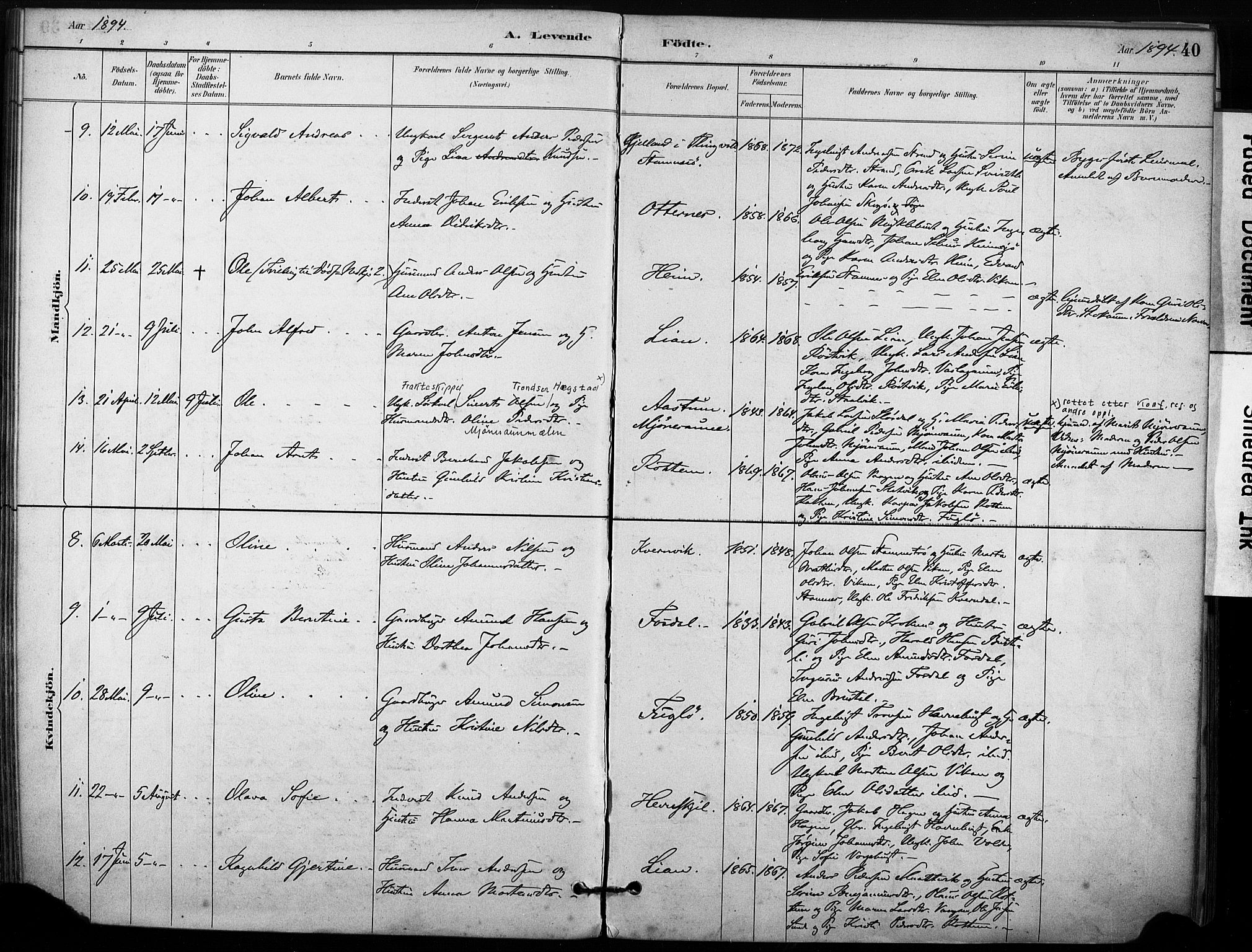 Ministerialprotokoller, klokkerbøker og fødselsregistre - Sør-Trøndelag, AV/SAT-A-1456/633/L0518: Parish register (official) no. 633A01, 1884-1906, p. 40