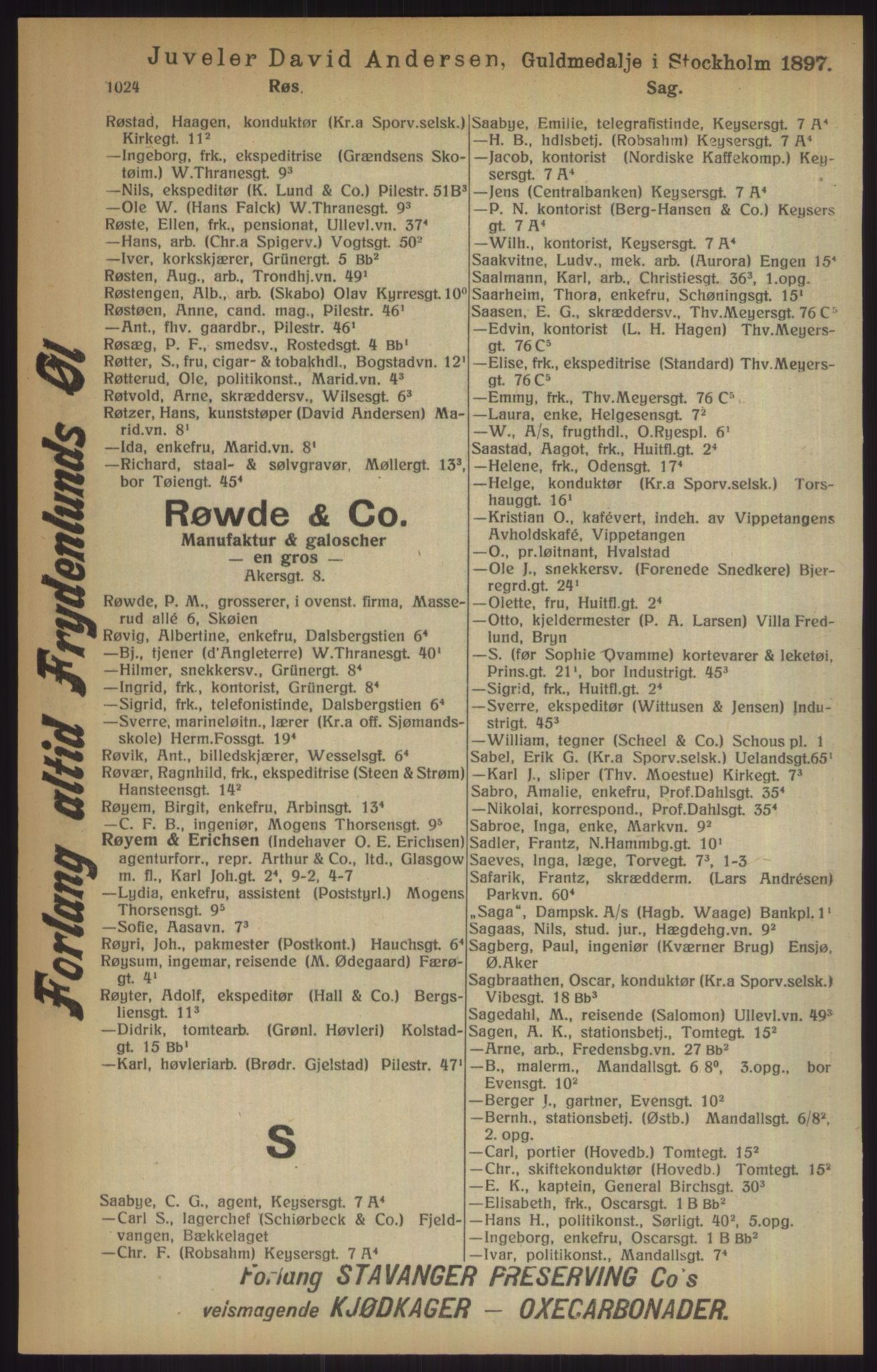 Kristiania/Oslo adressebok, PUBL/-, 1915, p. 1024