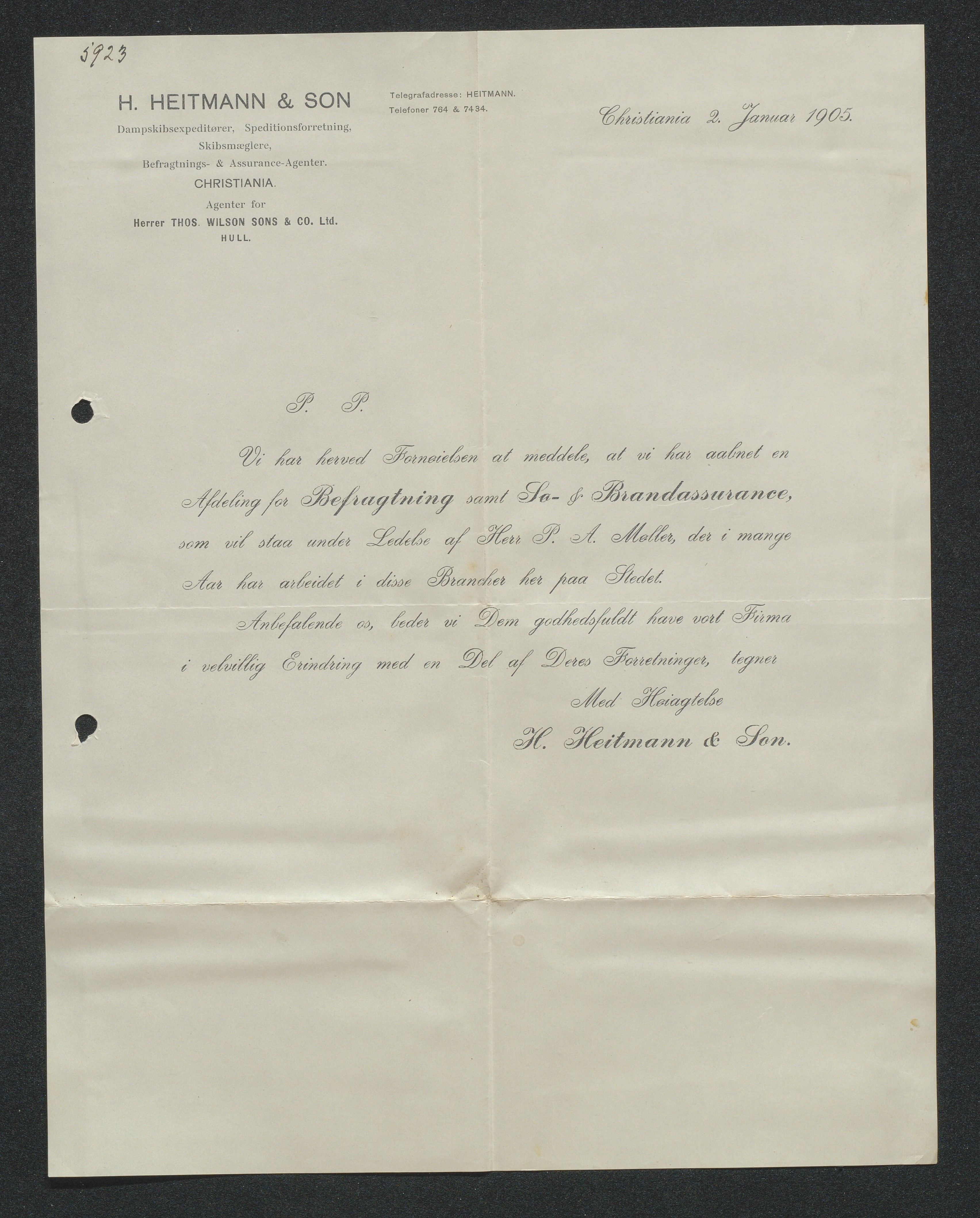 O. Terjesens rederi, AAKS/PA-2525/E/E01/L0013: Korrespondanse, 1904-1905