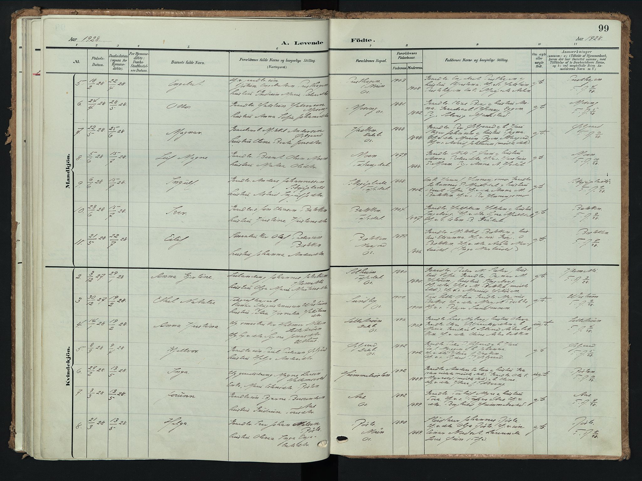 Tolga prestekontor, AV/SAH-PREST-062/K/L0009: Parish register (official) no. 9, 1903-1928, p. 99