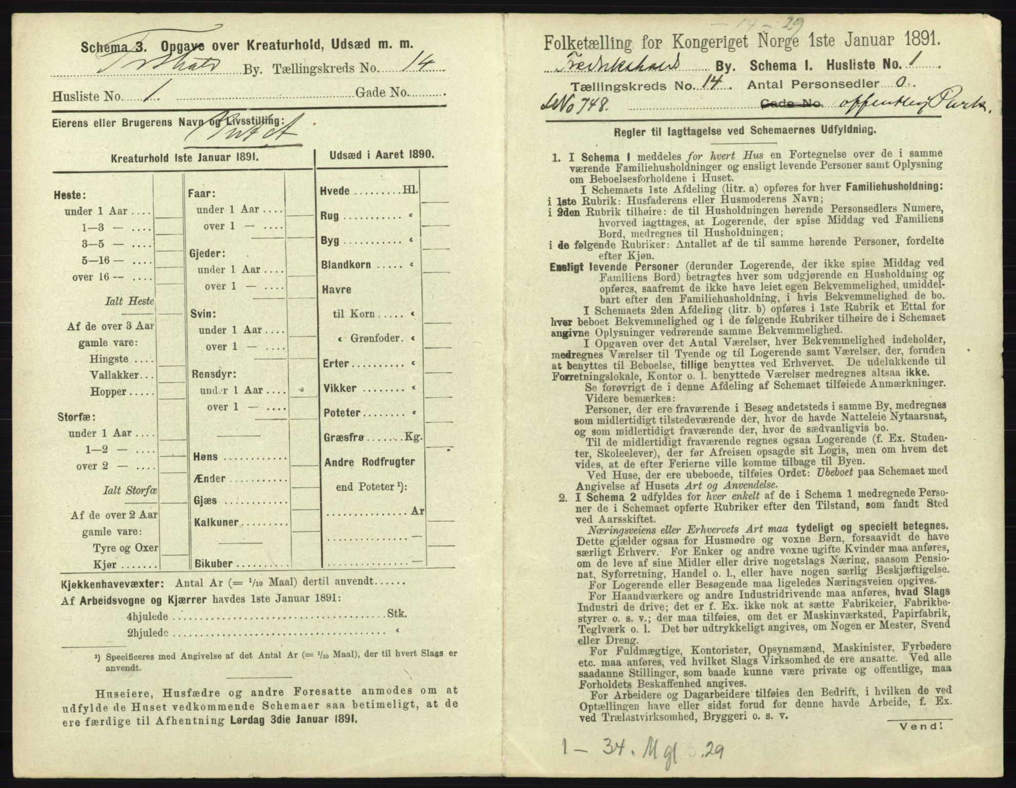 RA, 1891 census for 0101 Fredrikshald, 1891, p. 1244