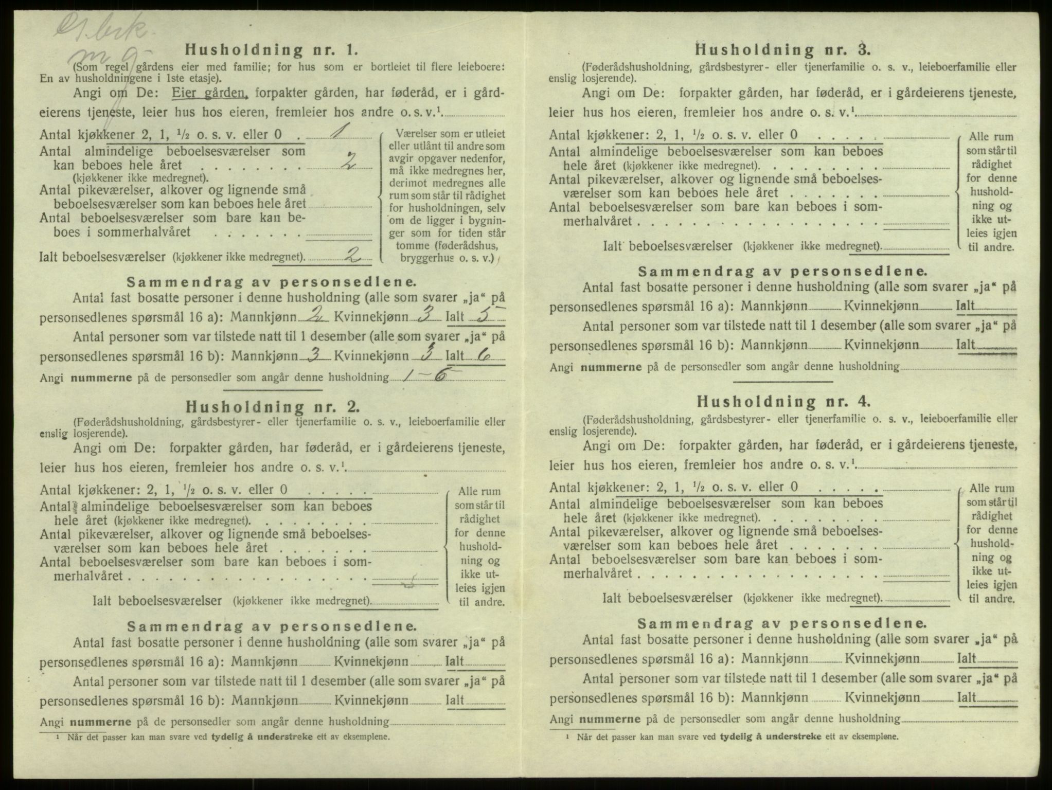 SAB, 1920 census for Selje, 1920, p. 1075