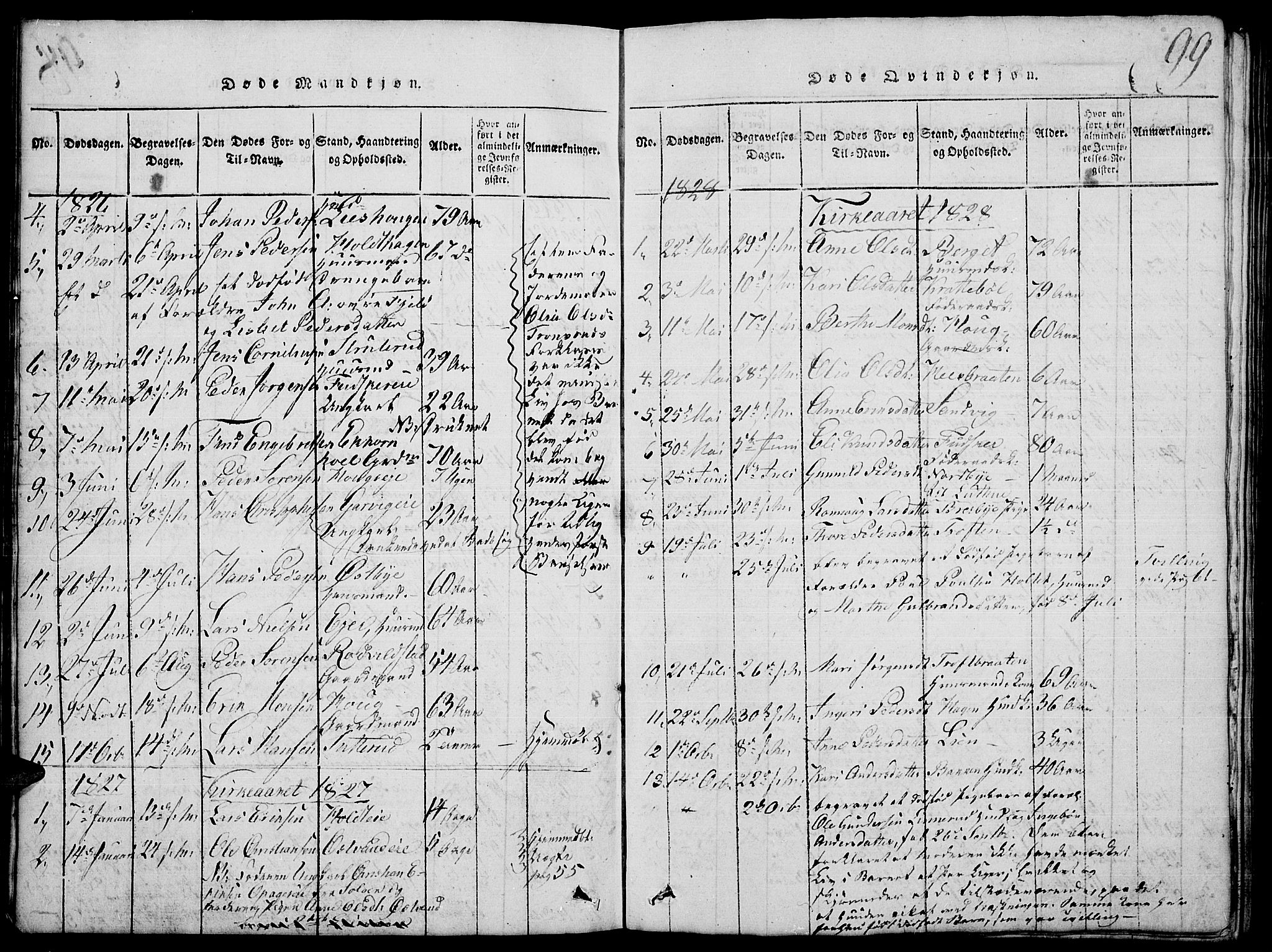 Nord-Odal prestekontor, AV/SAH-PREST-032/H/Ha/Hab/L0001: Parish register (copy) no. 1, 1819-1838, p. 99